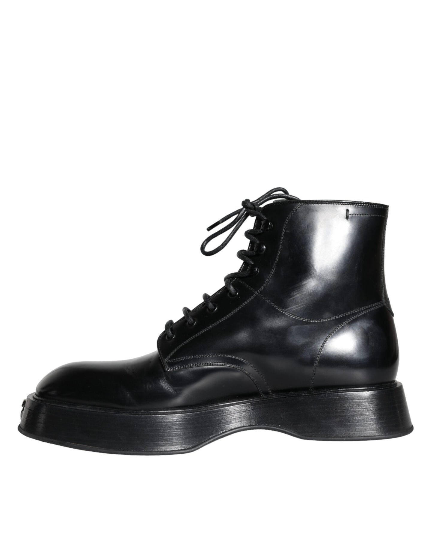 Dolce & Gabbana Schwarze Leder Schnürstiefel Männer Schuhe