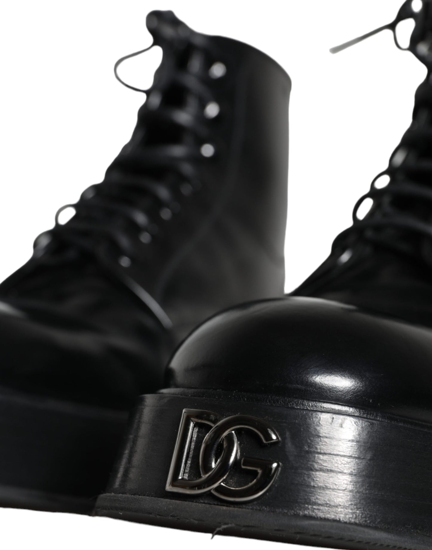 Dolce & Gabbana Schwarze Leder Schnürstiefel Männer Schuhe