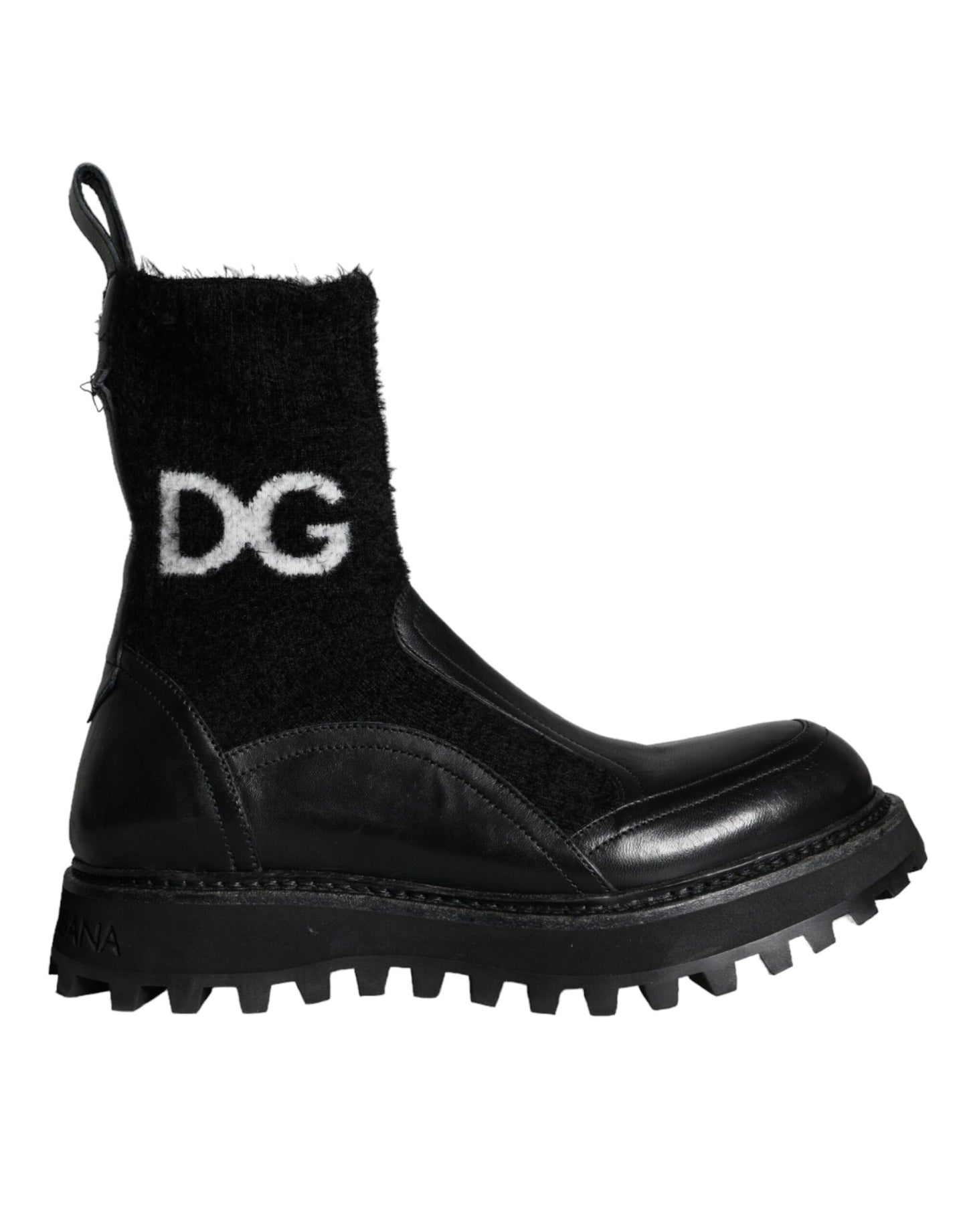 Dolce & Gabbana Schwarz DG Logo Horse Sock Ankle Boots Schuhe