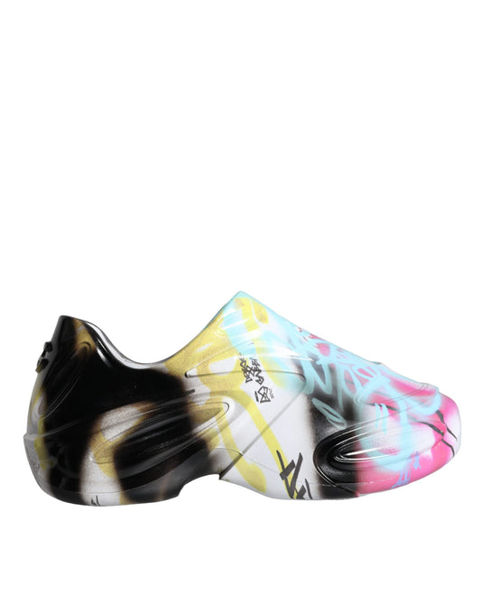 Dolce & Gabbana Multicolor Graffiti Gummi Low Top Turnschuhe Schuhe