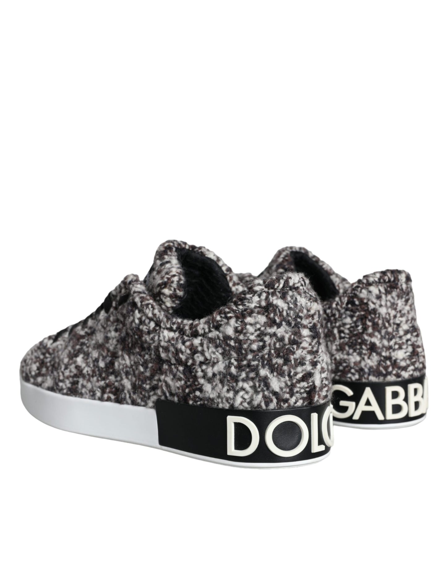 Dolce & Gabbana Schwarz Weiß Wolle Low Top Männer Turnschuhe Schuhe