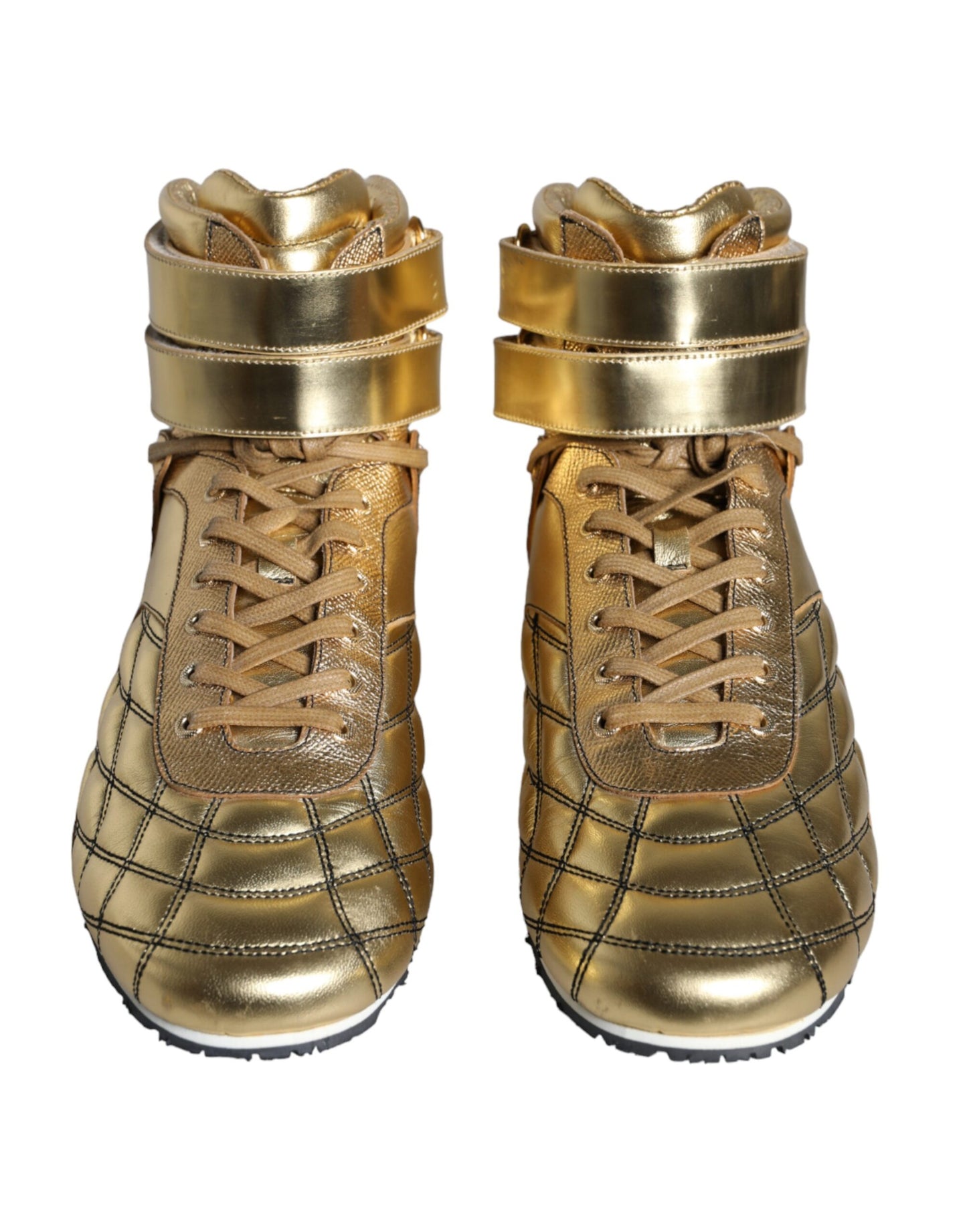 Dolce & Gabbana Gold Leder Sartoria High Top Sneakers Schuhe