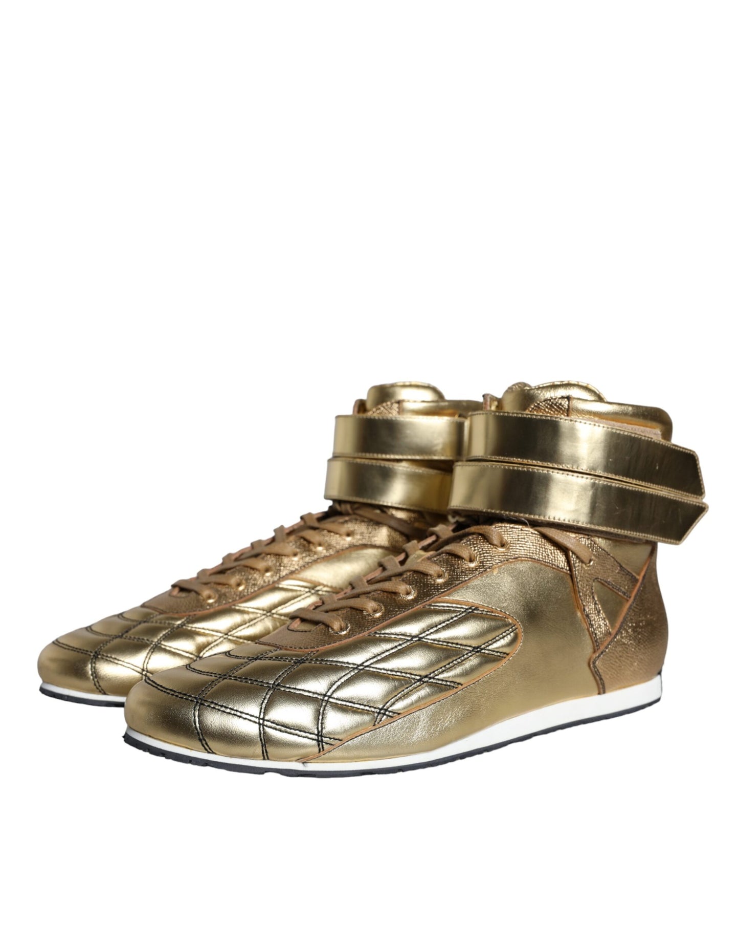 Dolce & Gabbana Gold Leder Sartoria High Top Sneakers Schuhe