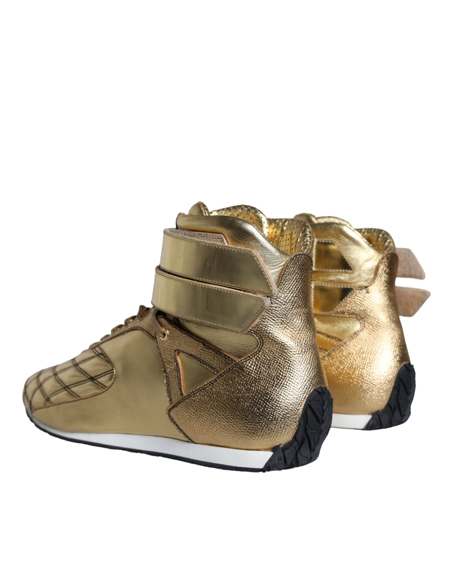 Dolce & Gabbana Gold Leder Sartoria High Top Sneakers Schuhe