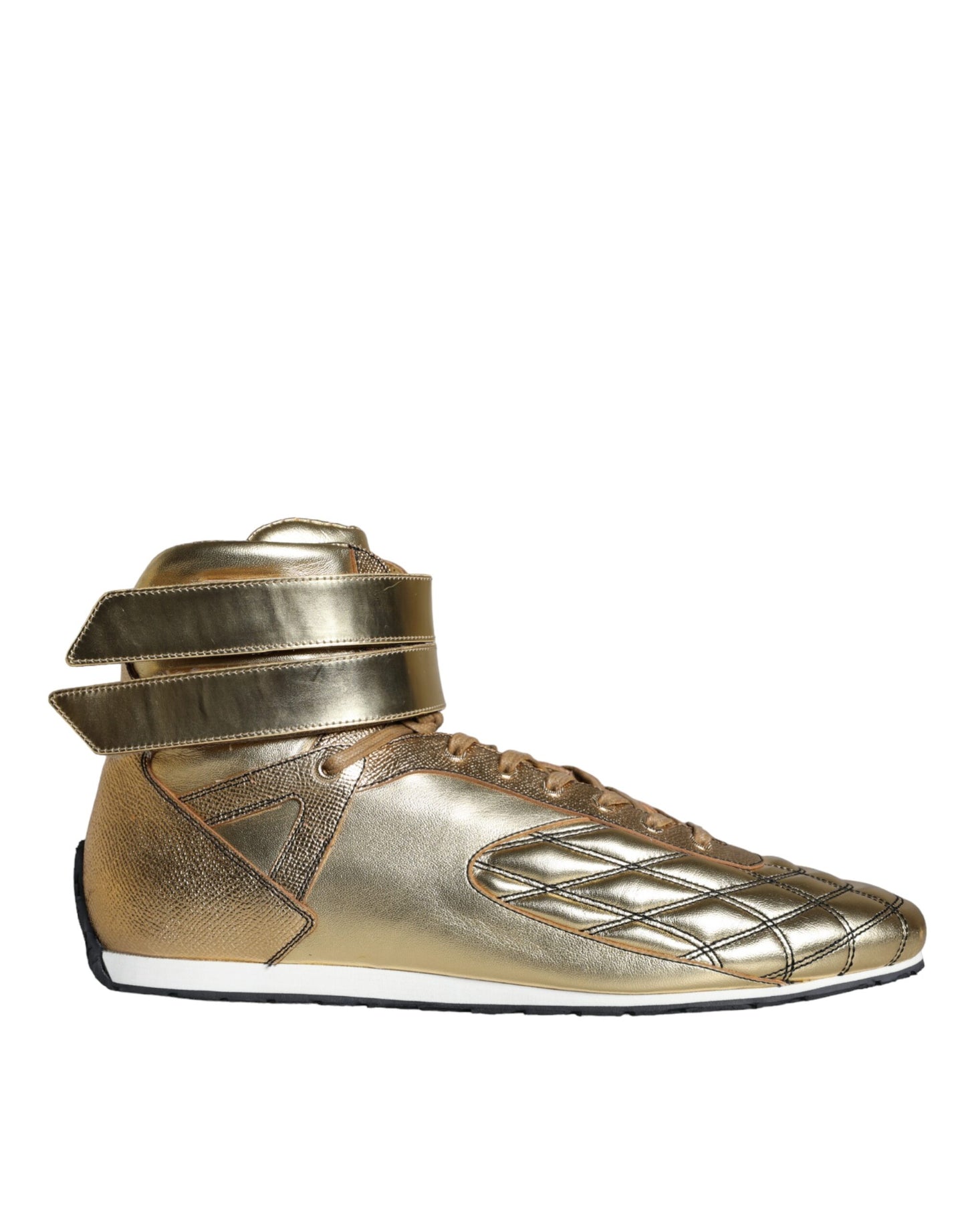 Dolce & Gabbana Gold Leder Sartoria High Top Sneakers Schuhe