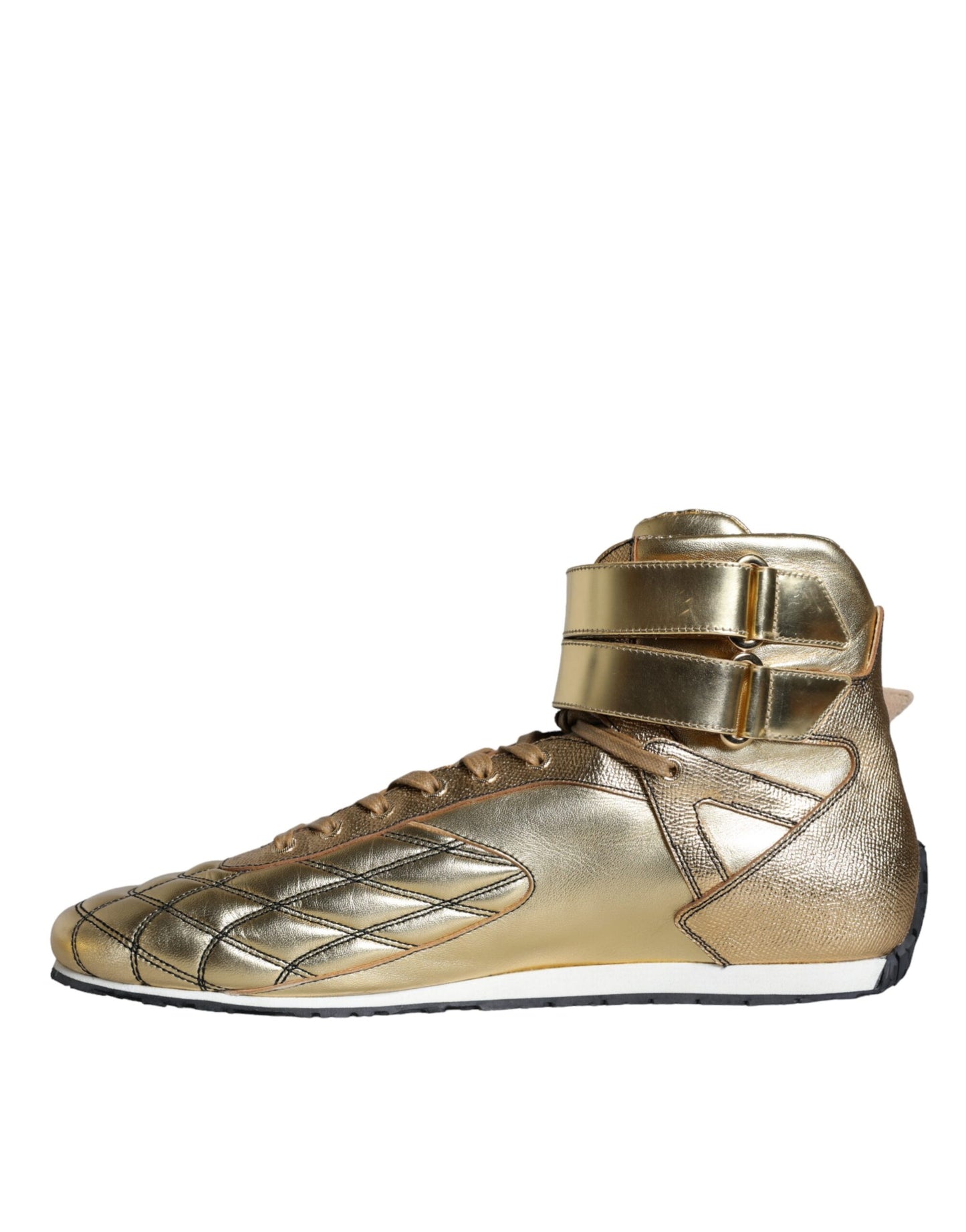 Dolce & Gabbana Gold Leder Sartoria High Top Sneakers Schuhe