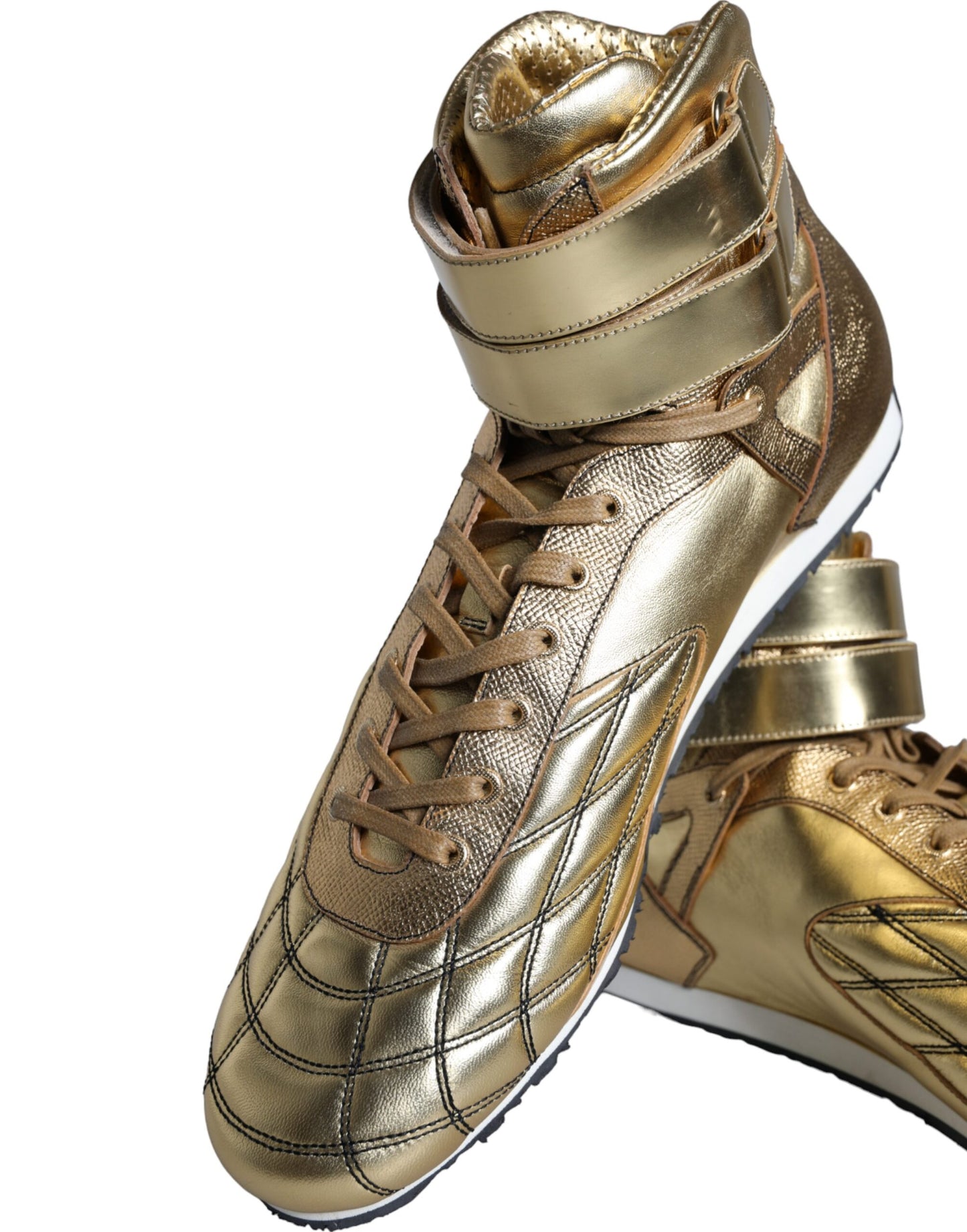 Dolce & Gabbana Gold Leder Sartoria High Top Sneakers Schuhe