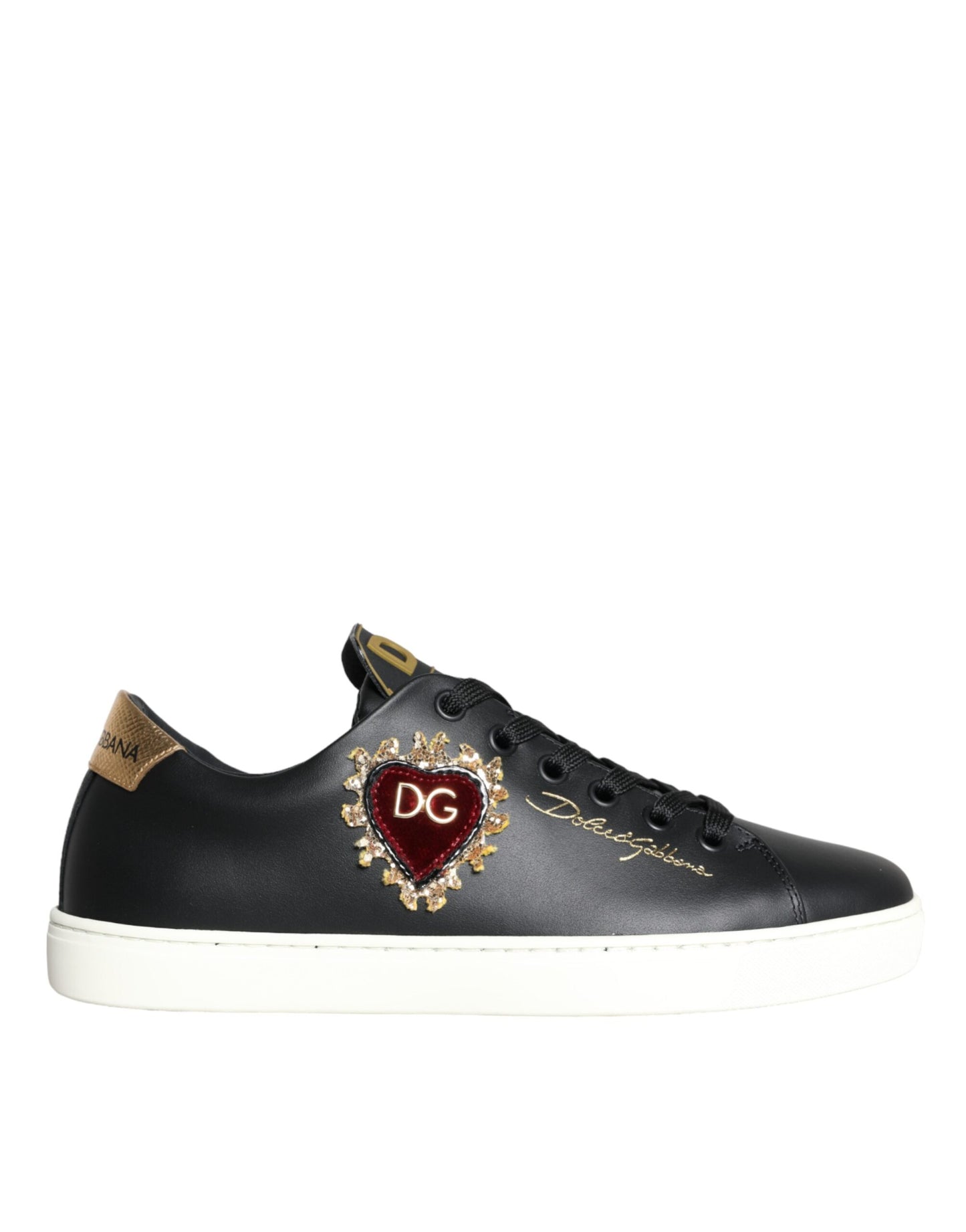 Dolce & Gabbana Schwarz Portofino Sacred Heart Turnschuhe Schuhe