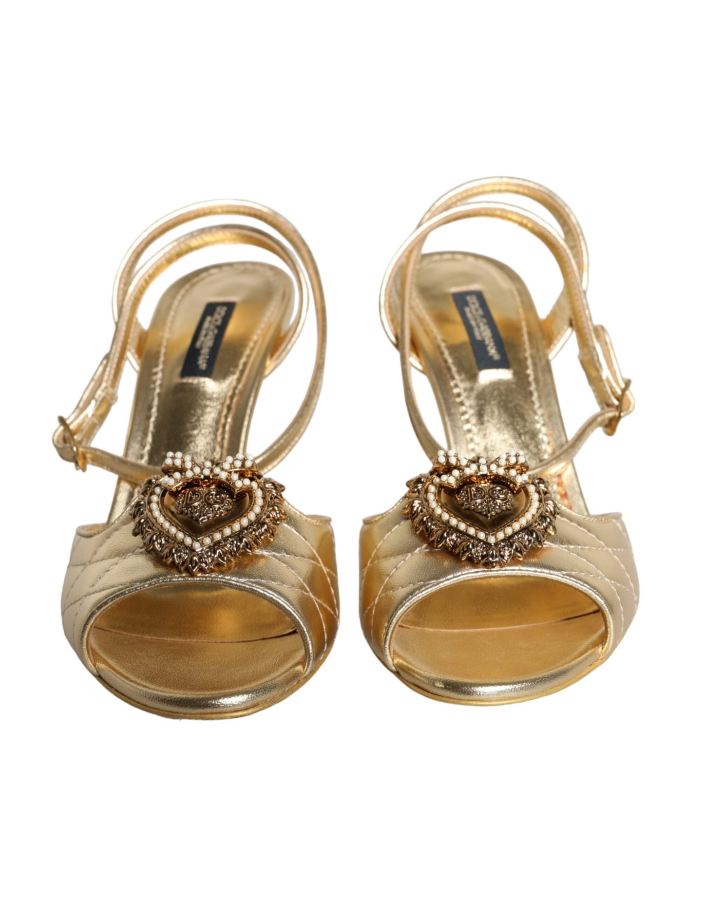 Dolce & Gabbana Gold Devotion Verschönerte Keira Sandalen Schuhe