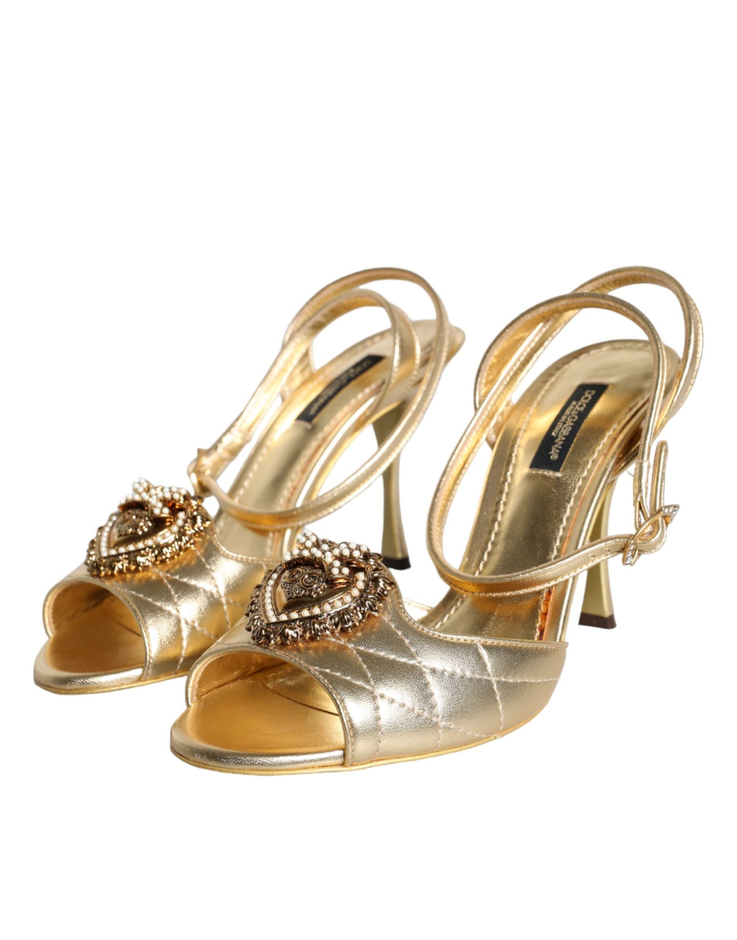 Dolce & Gabbana Gold Devotion Verschönerte Keira Sandalen Schuhe