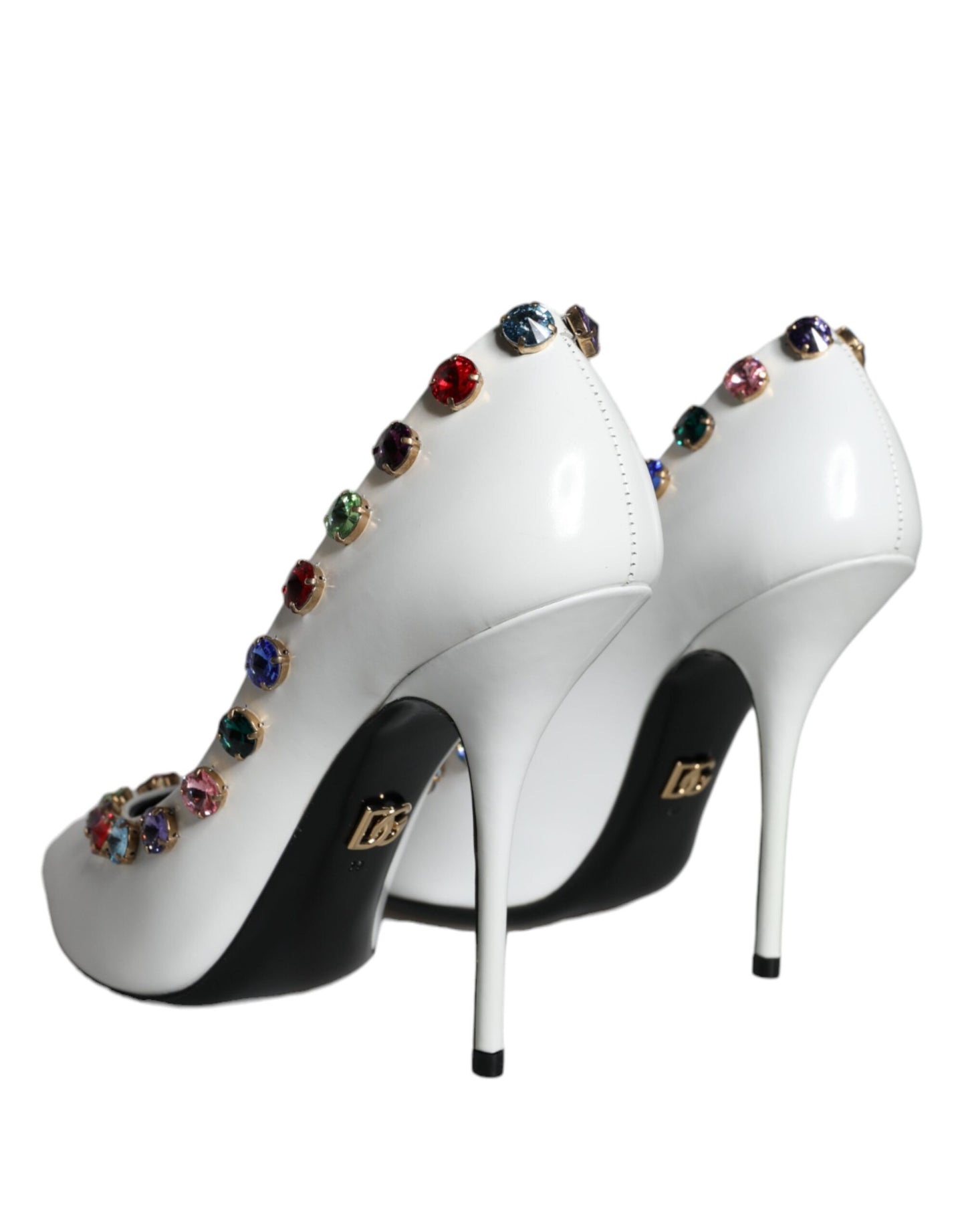 Dolce & Gabbana Weiß Kristall Leder High Heels Pumps Schuhe