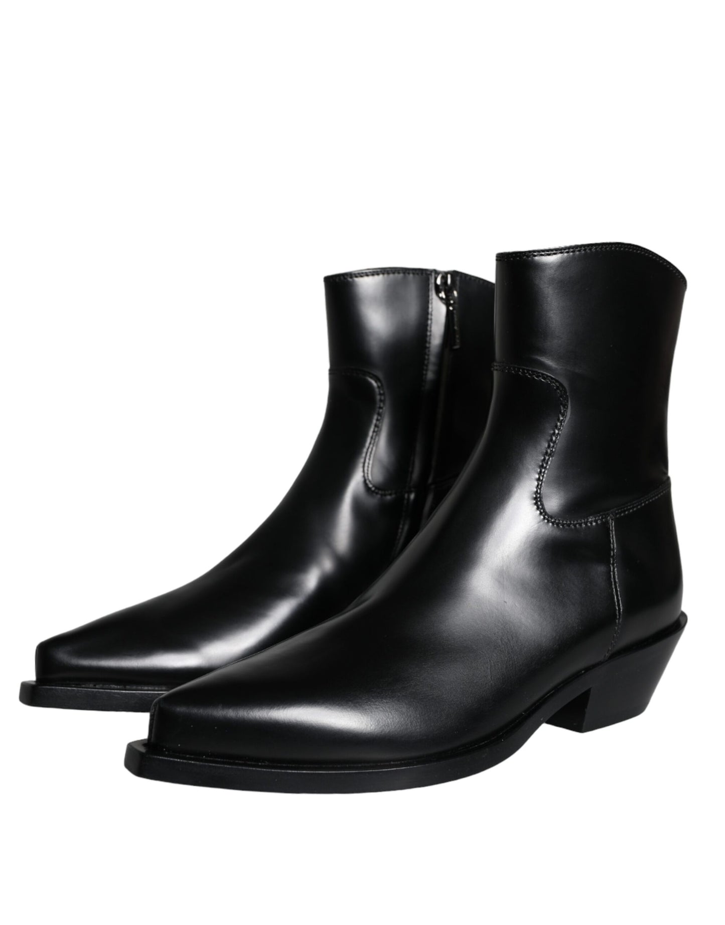 Dolce & Gabbana Schwarze Leder Stiefeletten Booties Schuhe