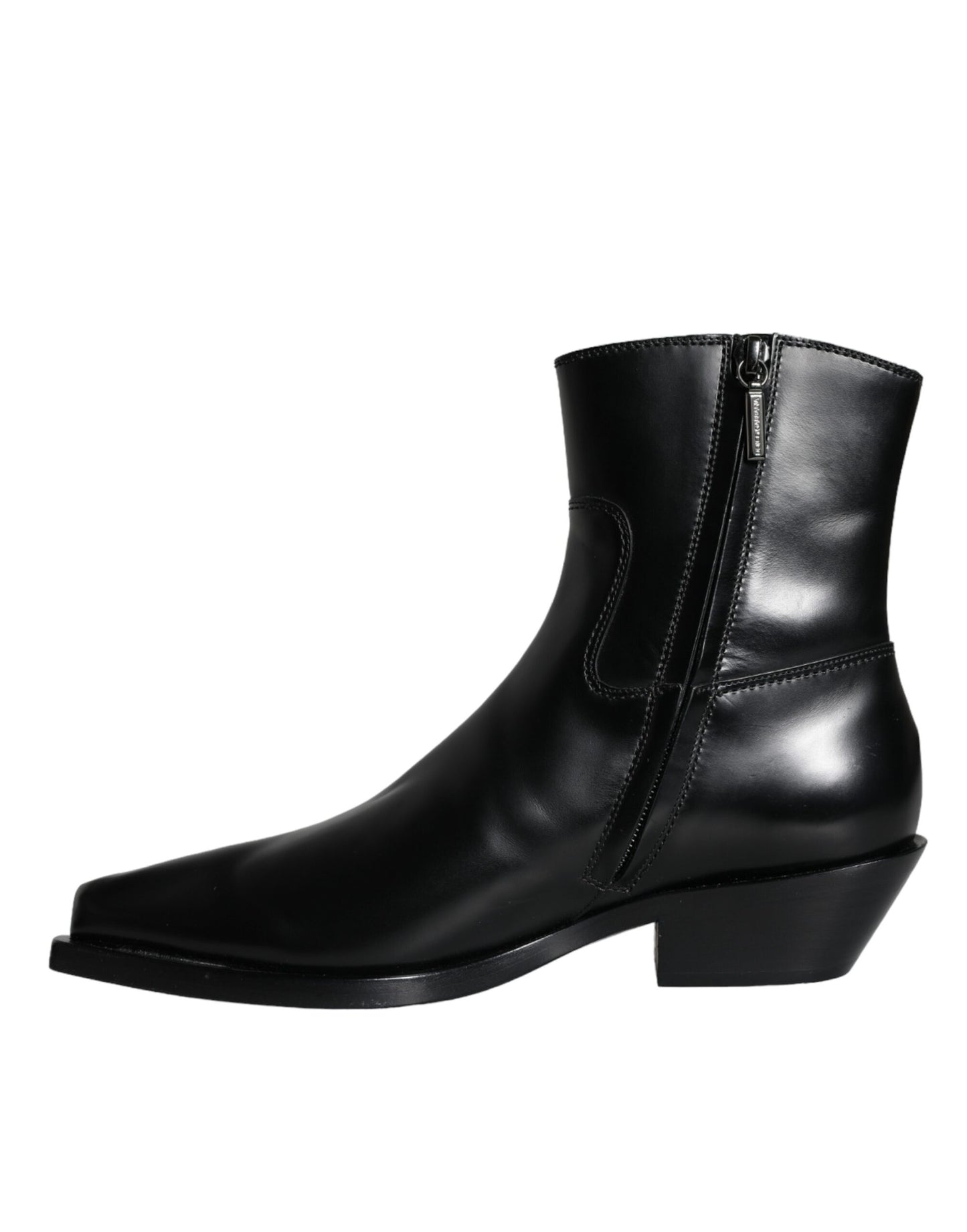 Dolce & Gabbana Schwarze Leder Stiefeletten Booties Schuhe