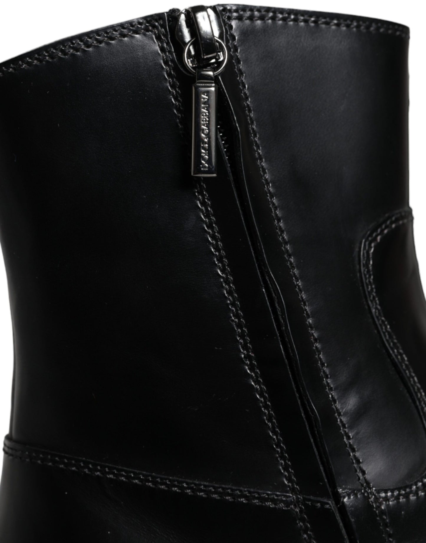 Dolce & Gabbana Schwarze Leder Stiefeletten Booties Schuhe