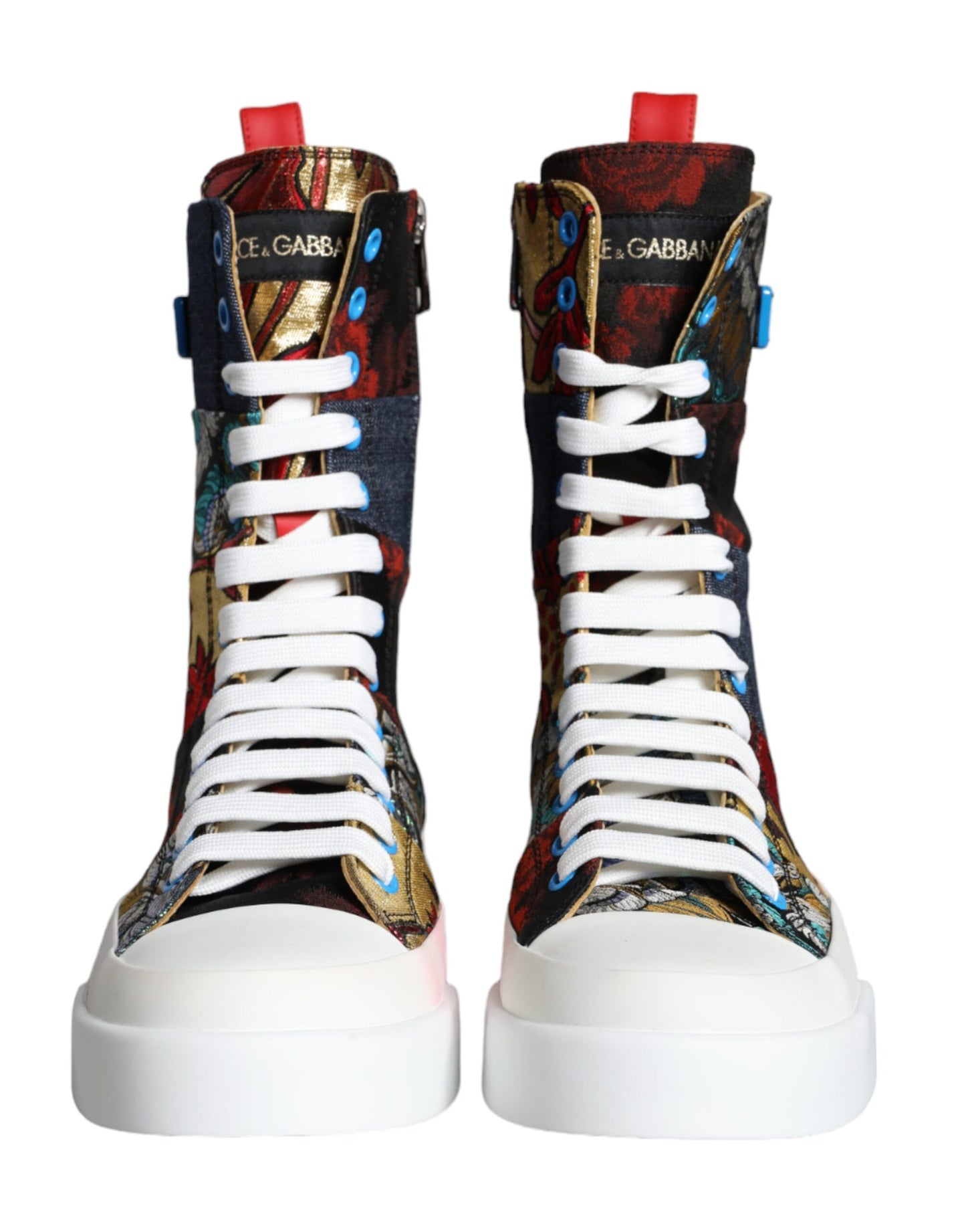 Dolce & Gabbana Multicolor Patchwork Logo High Top Sneakers Schuhe