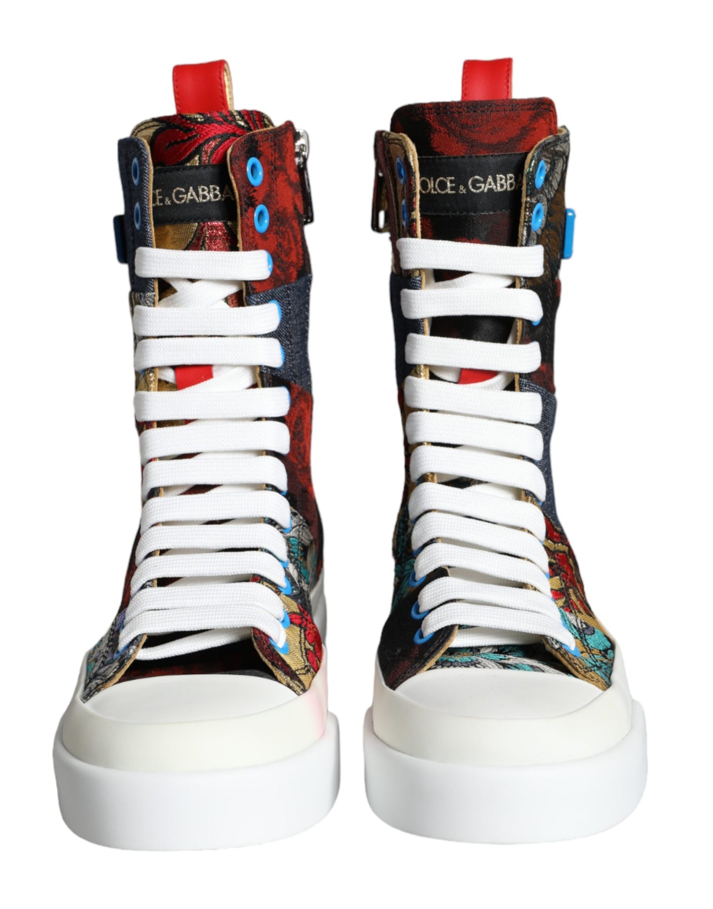 Dolce & Gabbana Multicolor Patchwork Logo High Top Sneakers Schuhe