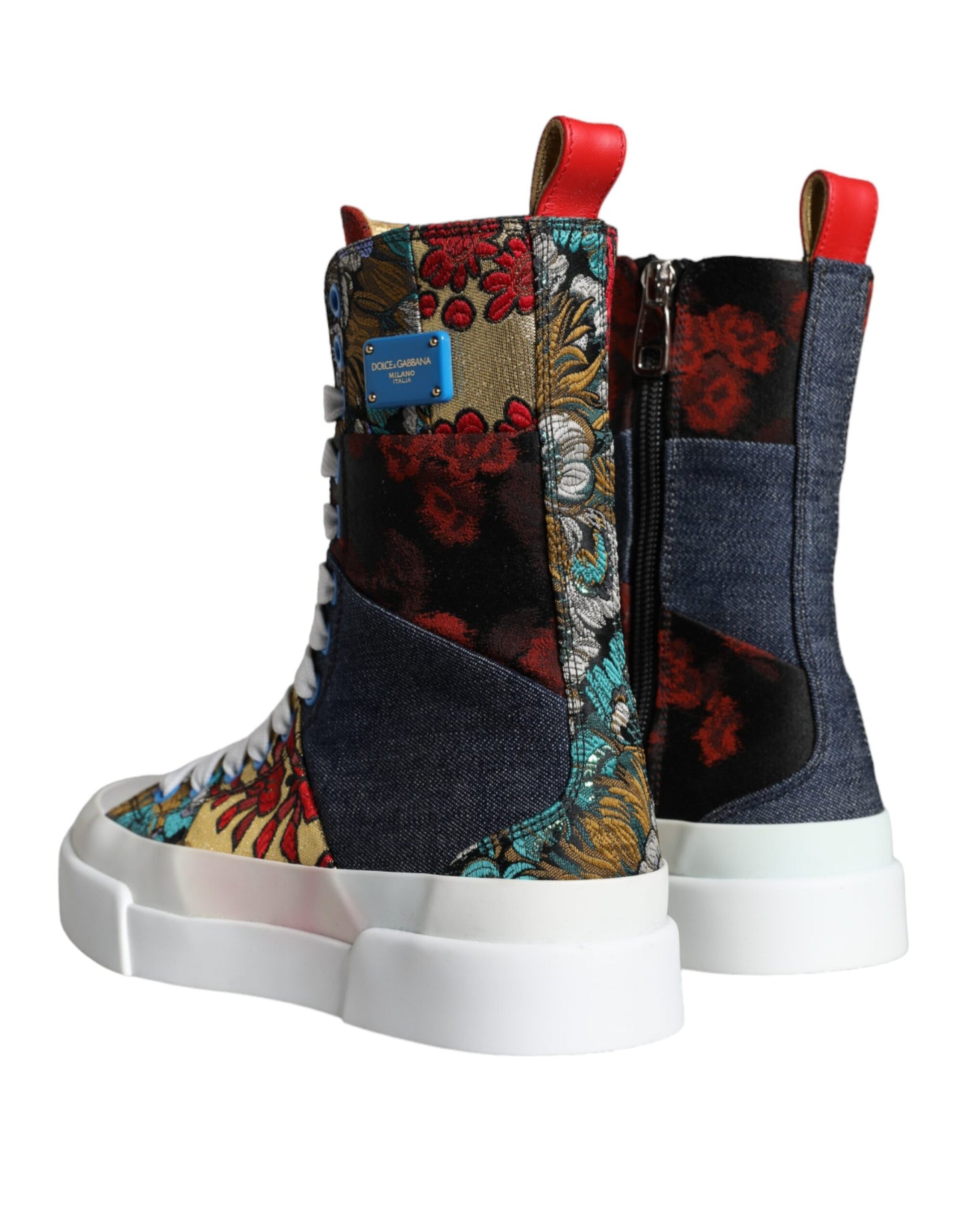 Dolce & Gabbana Multicolor Patchwork Logo High Top Sneakers Schuhe