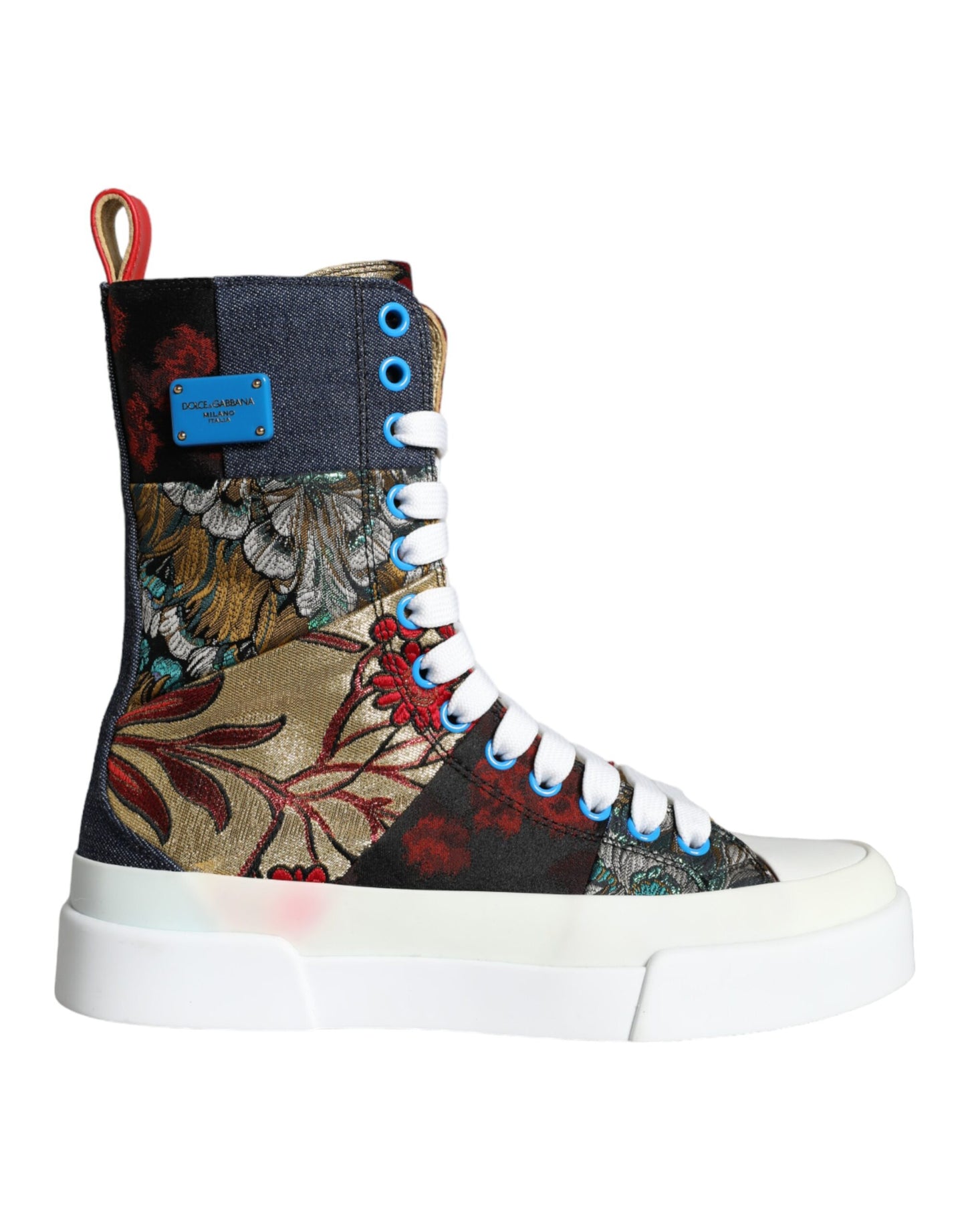 Dolce & Gabbana Multicolor Patchwork Logo High Top Sneakers Schuhe