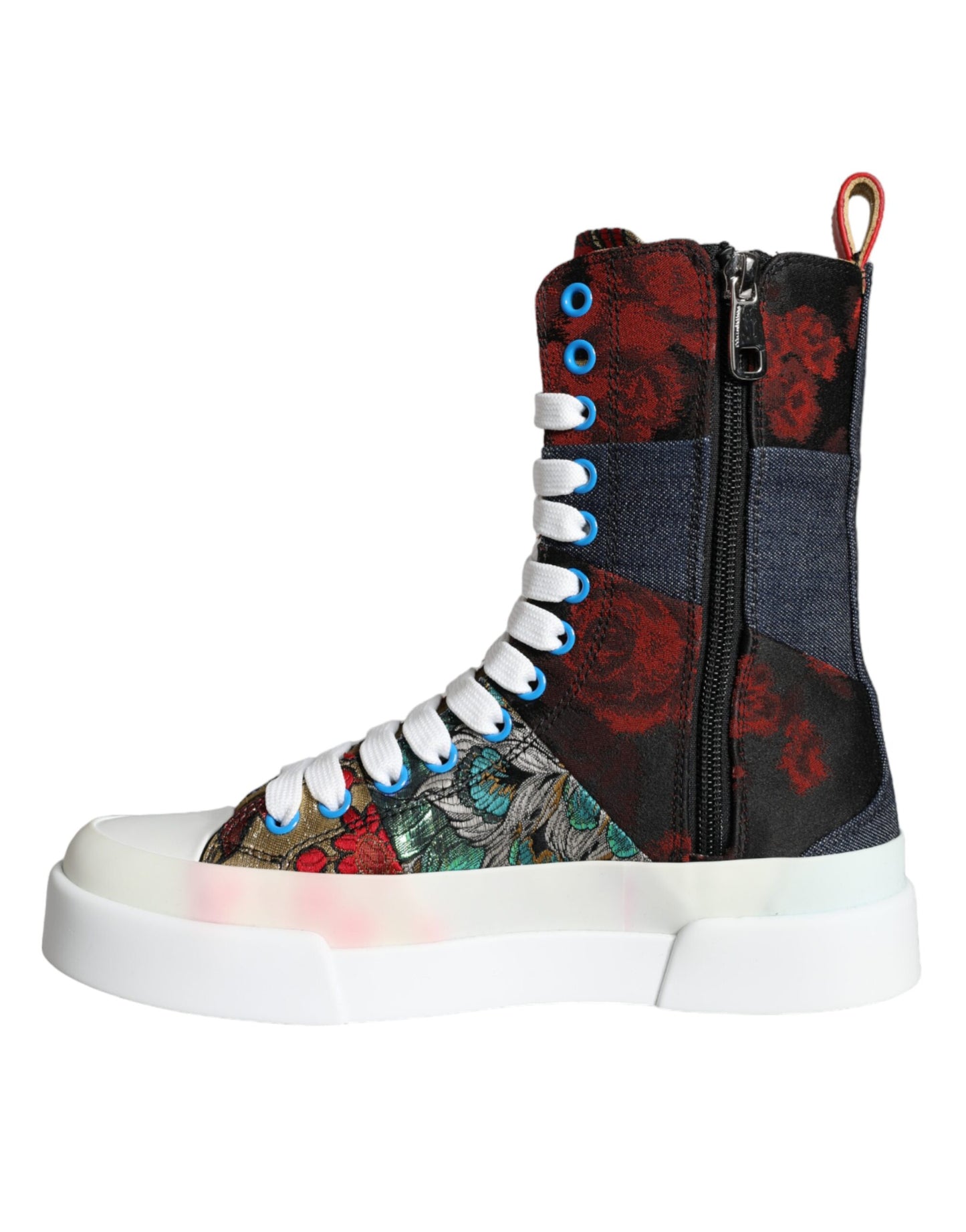 Dolce & Gabbana Multicolor Patchwork Logo High Top Sneakers Schuhe