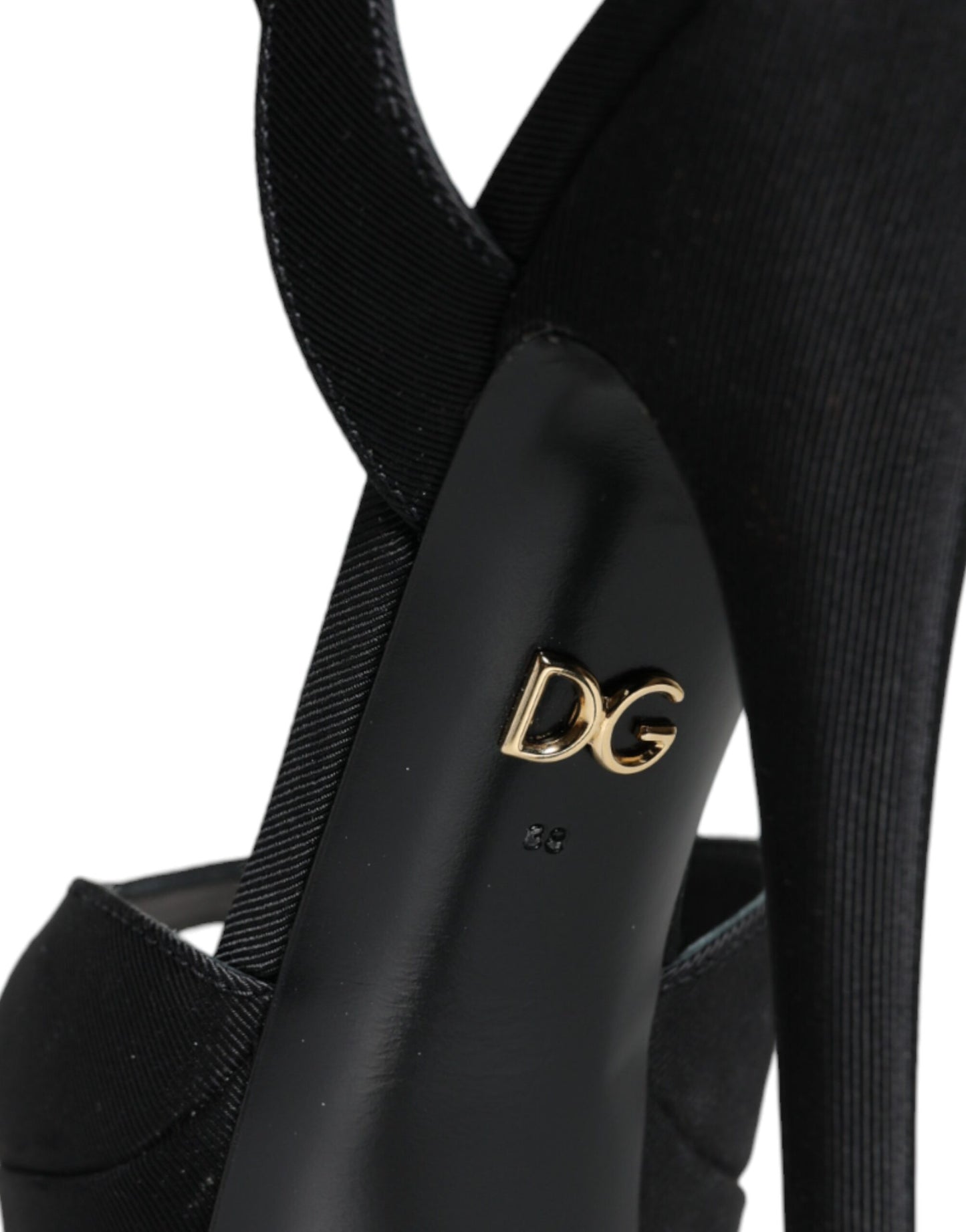 Dolce & Gabbana Schwarz Leder Plateau Heels Sandalen Schuhe