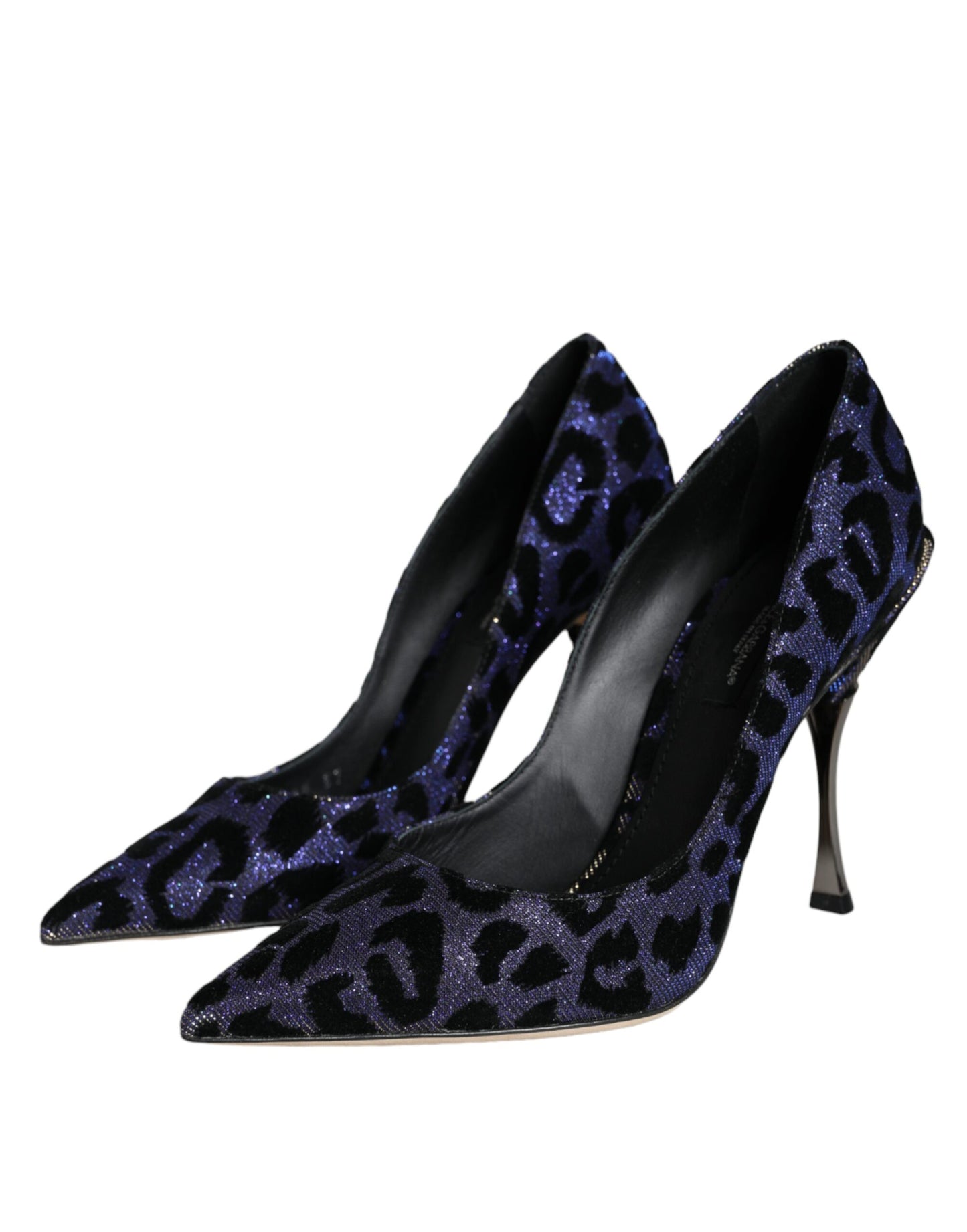 Dolce & Gabbana Dunkelblau Leopard Lurex Heels Pumps Schuhe