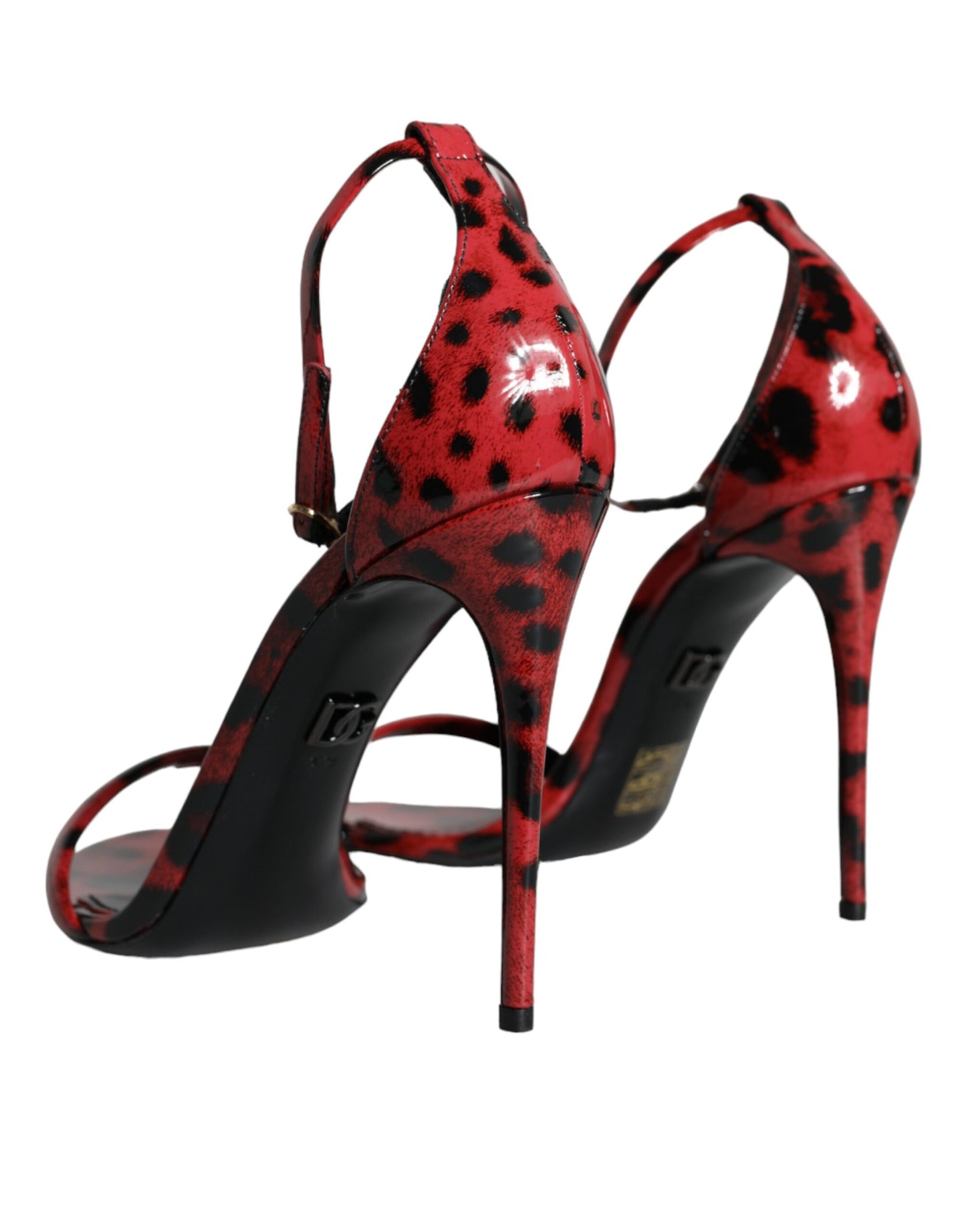 Dolce & Gabbana Rote Leopard Leder Knöchelriemen Keira Sandalen Schuhe