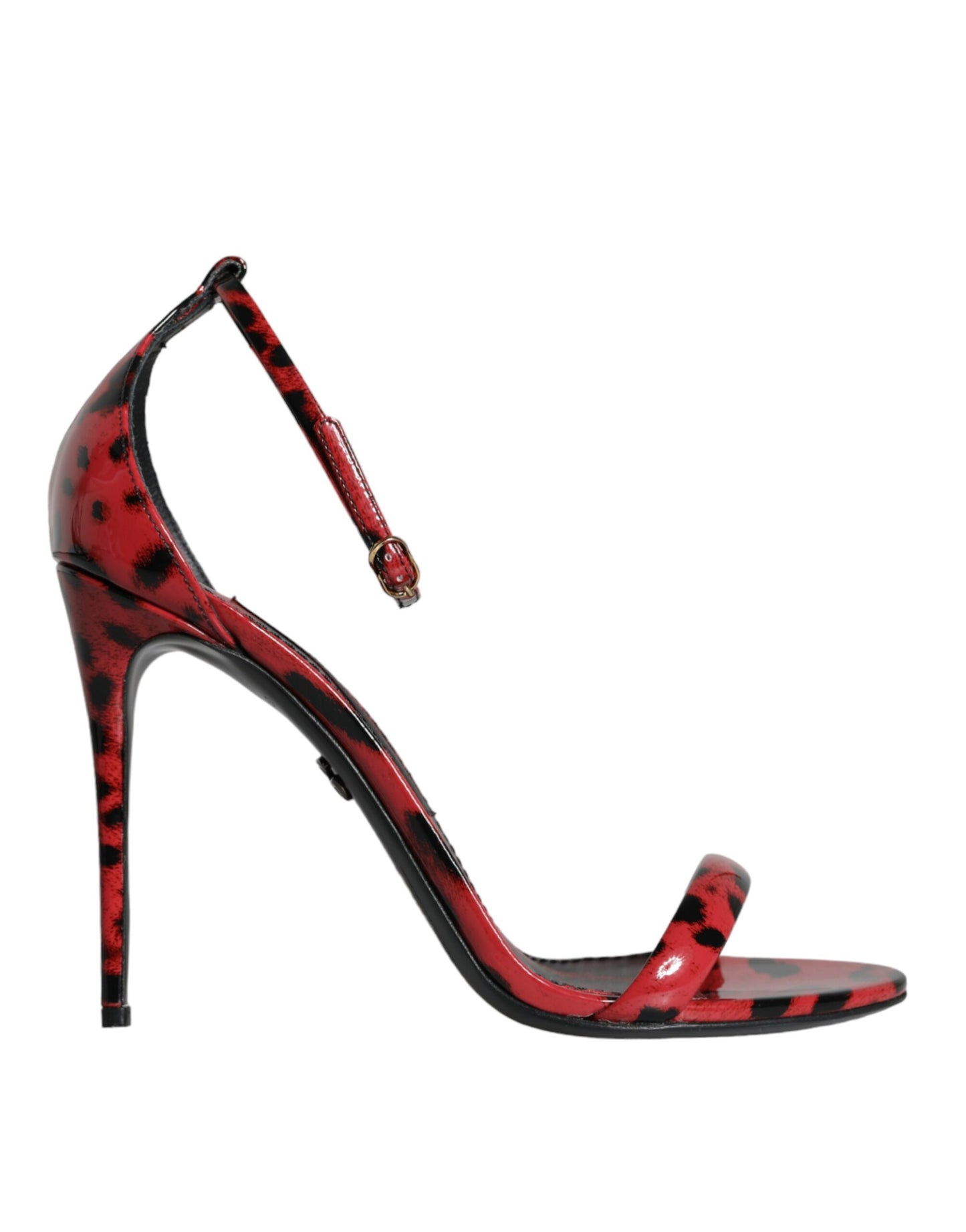 Dolce & Gabbana Rote Leopard Leder Knöchelriemen Keira Sandalen Schuhe