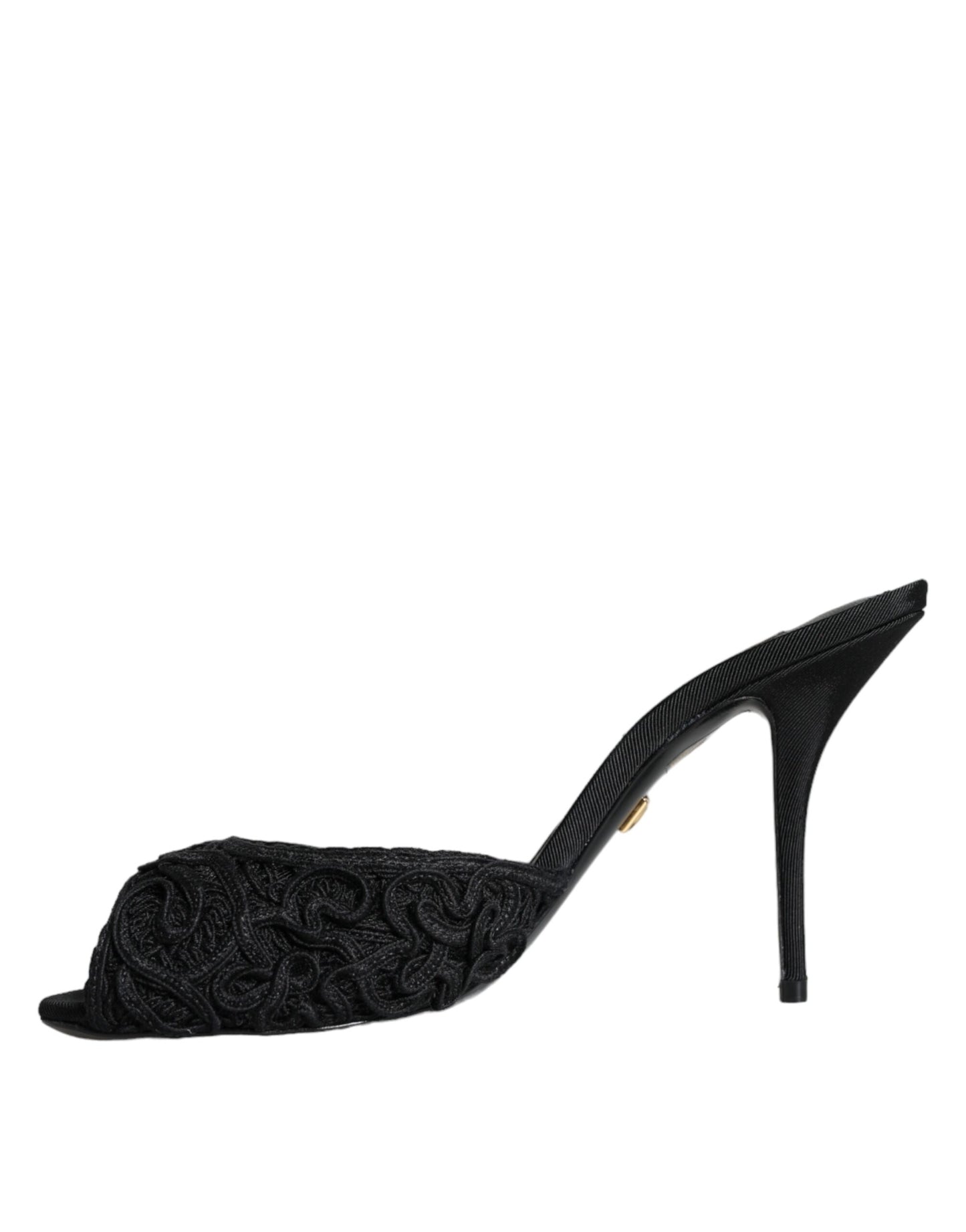 Dolce & Gabbana Schwarz Keira Cordonetto Heels Rutschen Schuhe