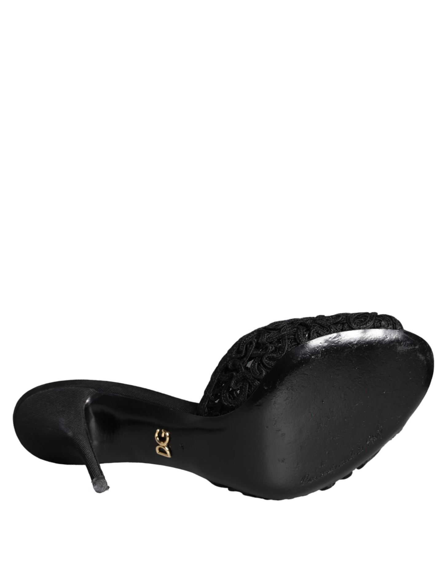 Dolce & Gabbana Schwarz Keira Cordonetto Heels Rutschen Schuhe