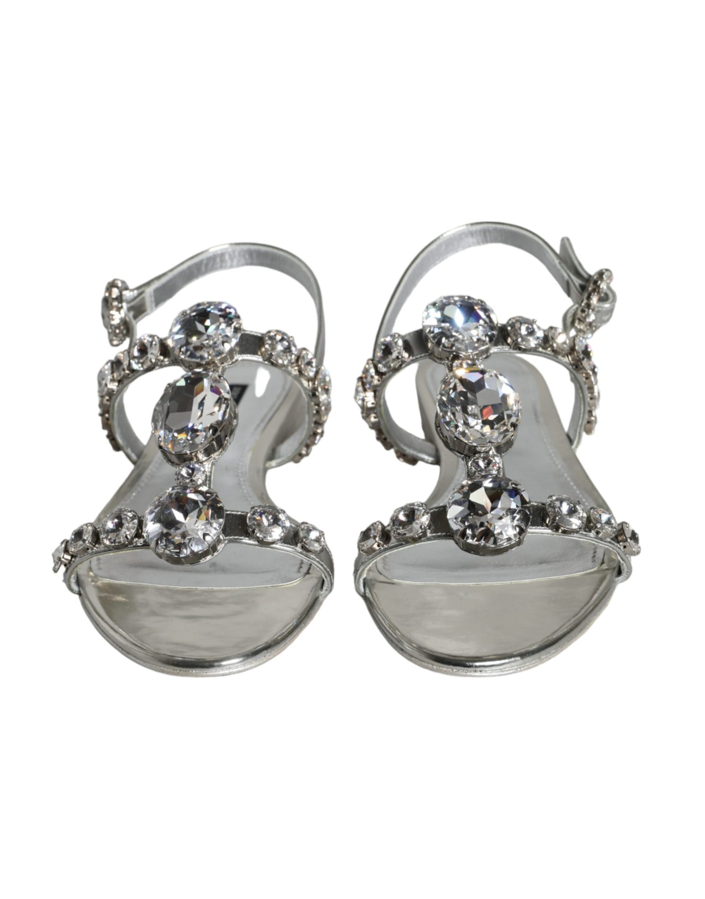 Dolce & Gabbana Silber Kristall Sandalen Flats Flip Flops Schuhe