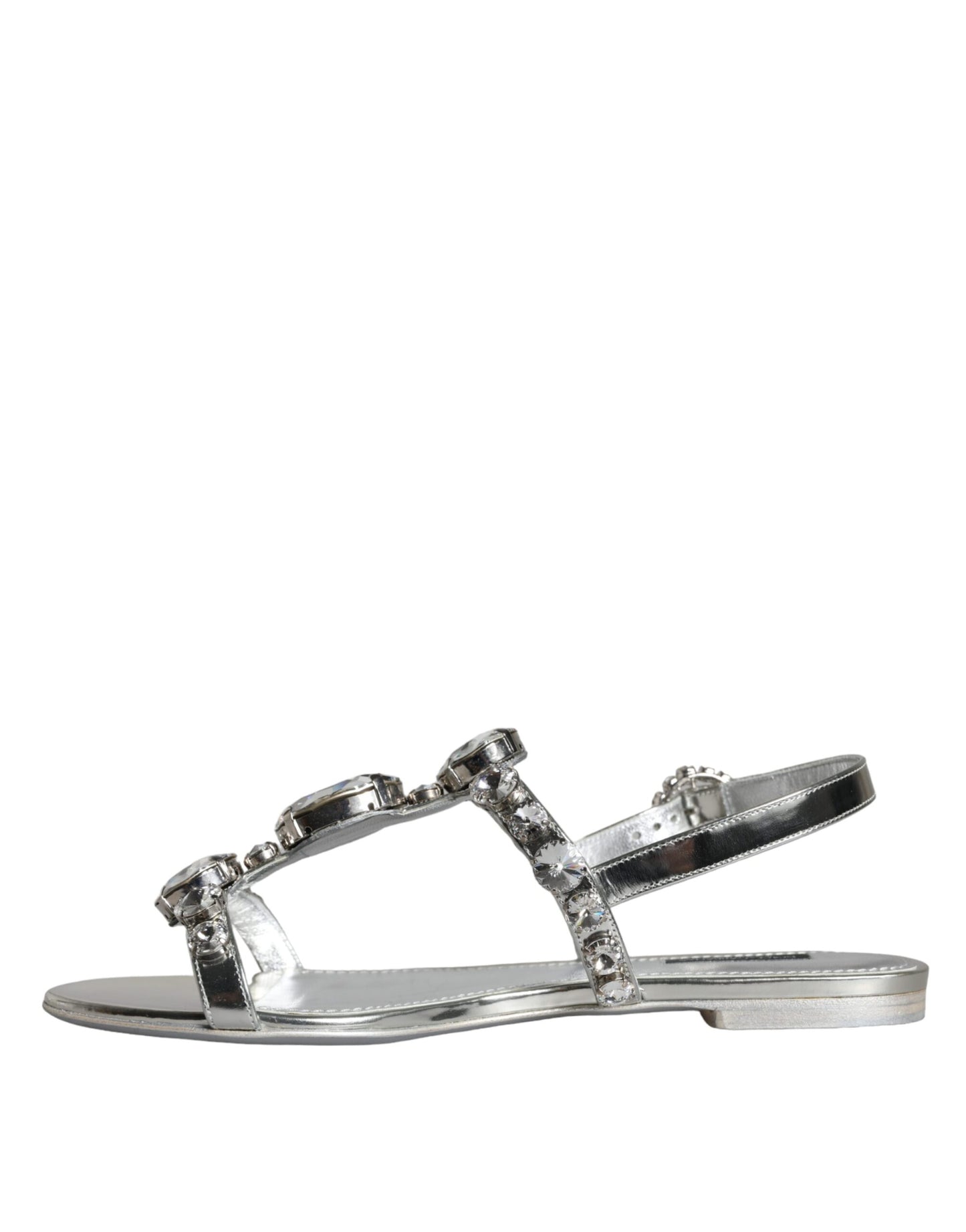 Dolce & Gabbana Silber Kristall Sandalen Flats Flip Flops Schuhe