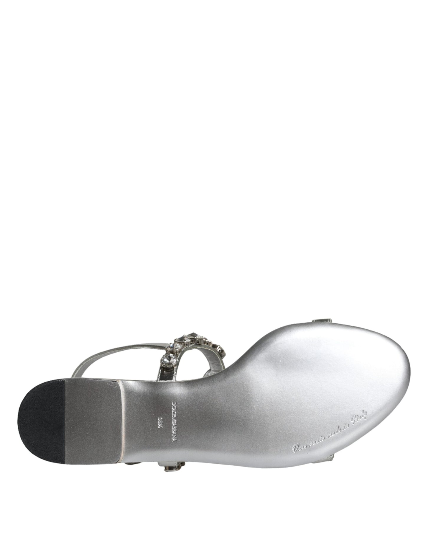 Dolce & Gabbana Silber Kristall Sandalen Flats Flip Flops Schuhe