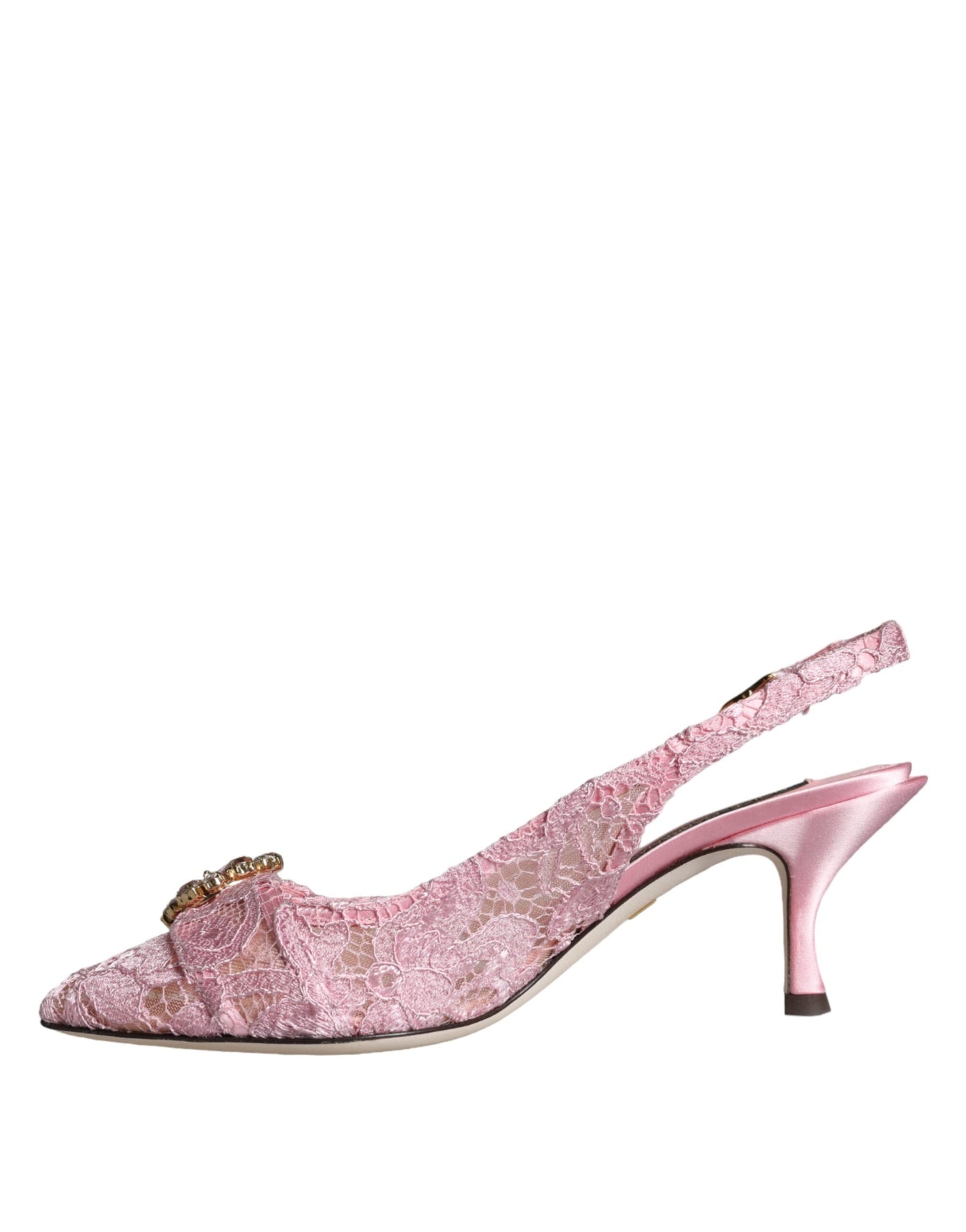 Dolce & Gabbana Rosa Taormina Spitze Kristall Absatz Slingbacks Schuhe