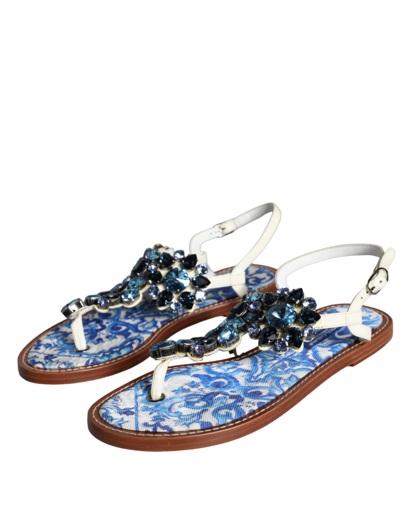 Dolce & Gabbana Multicolor Leder Kristalle Flats Sandalen Schuhe