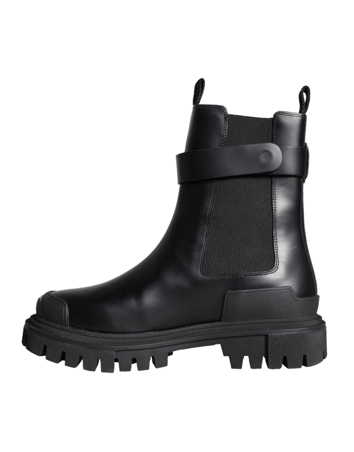 Dolce & Gabbana Schwarze Leder Combat Mid Calf Stiefel Schuhe