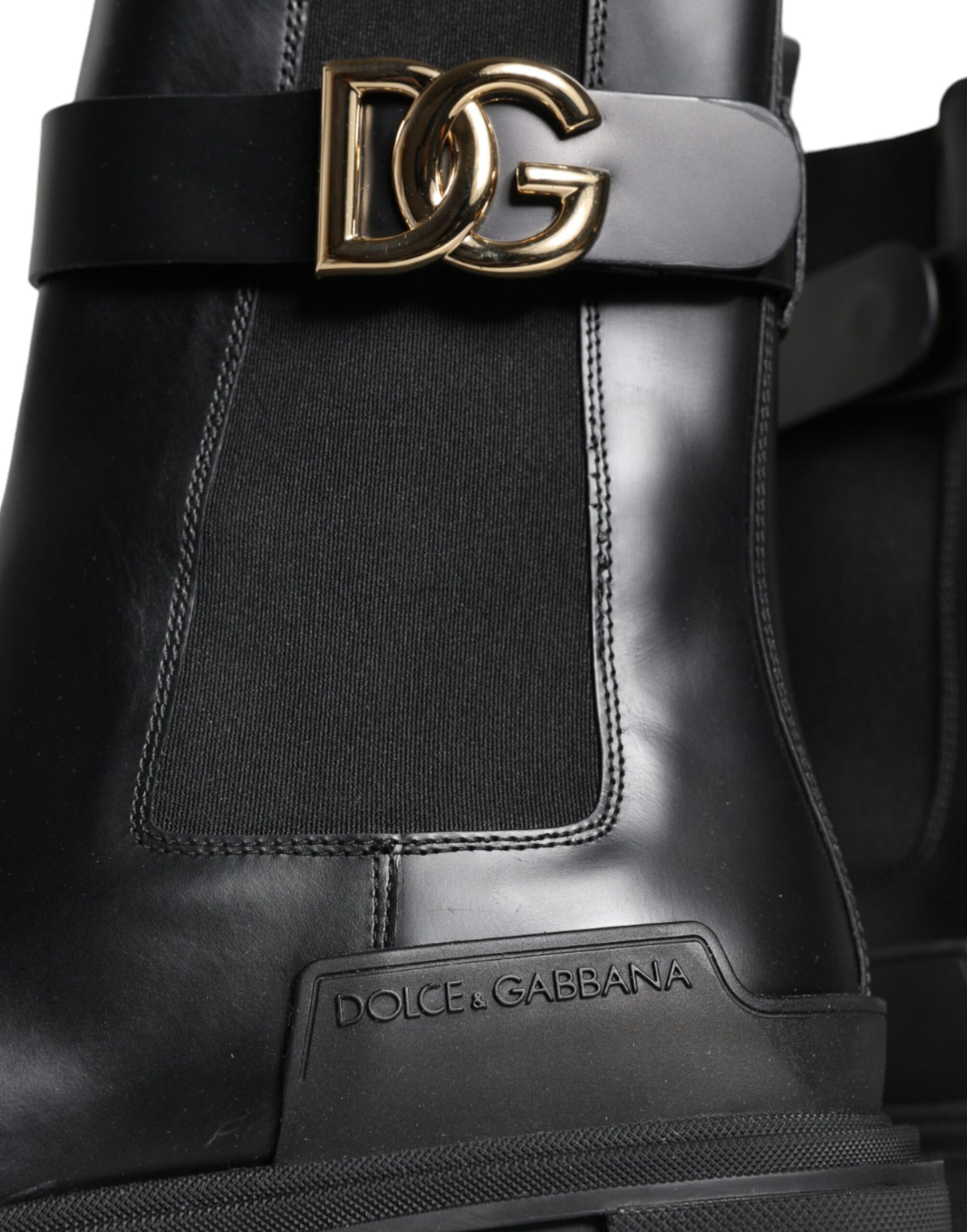 Dolce & Gabbana Schwarze Leder Combat Mid Calf Stiefel Schuhe