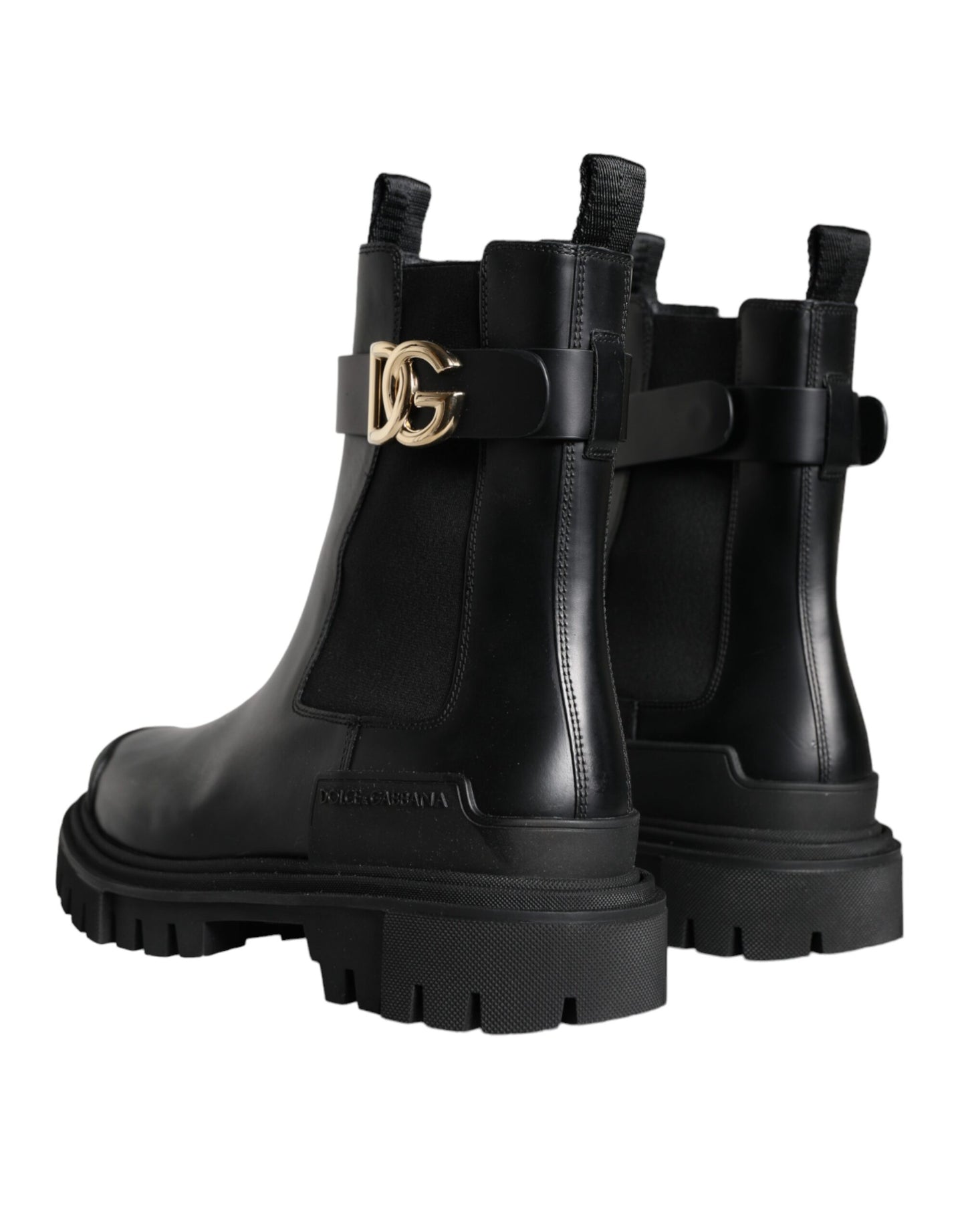 Dolce & Gabbana Schwarze Leder Combat Mid Calf Stiefel Schuhe