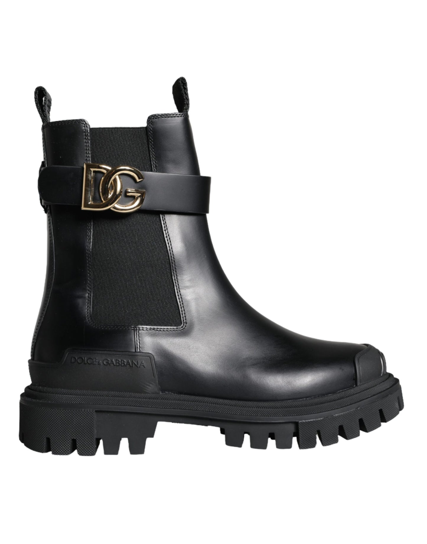 Dolce & Gabbana Schwarze Leder Combat Mid Calf Stiefel Schuhe