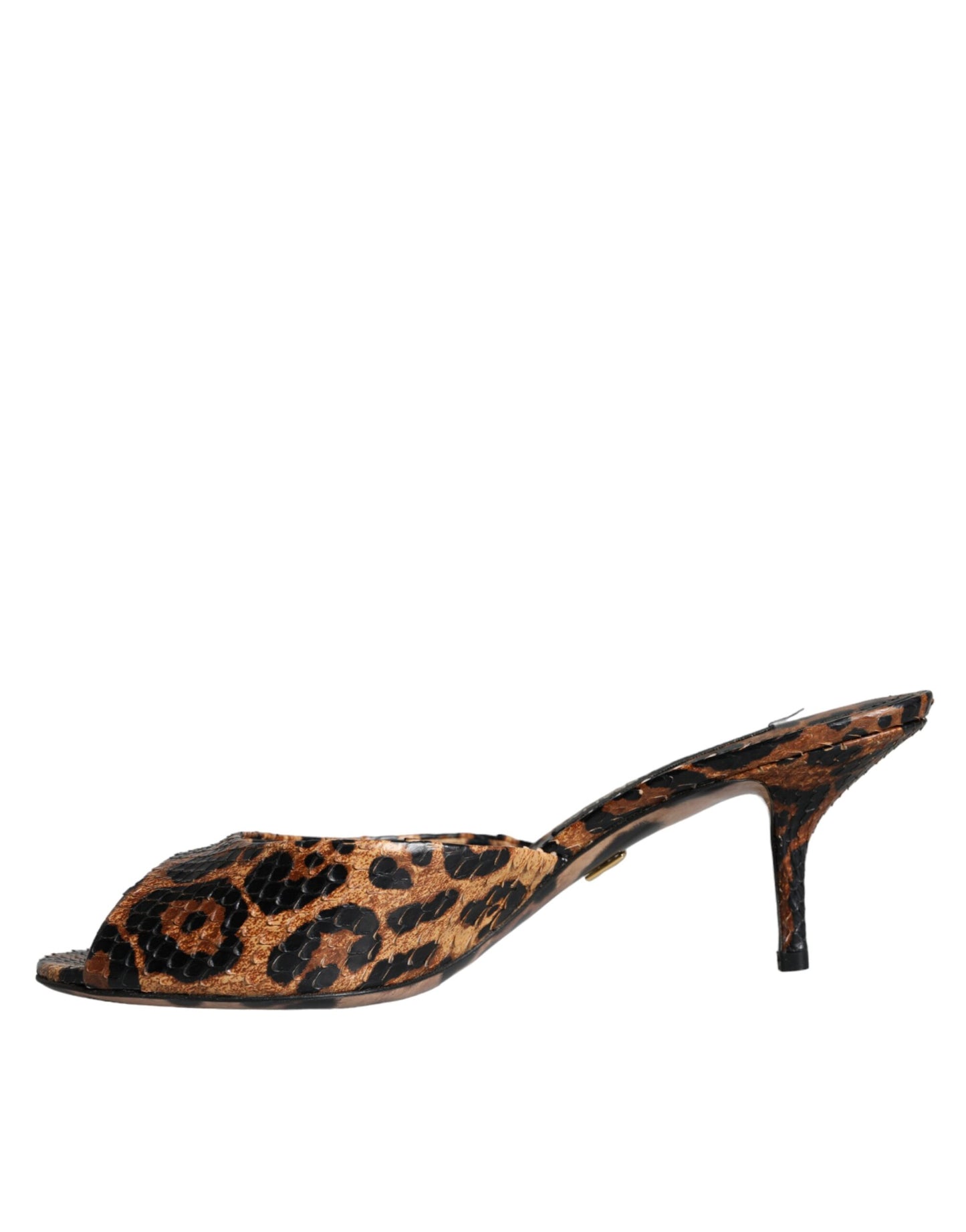 Dolce & Gabbana Braun Leopard Leder Rutschen Absätze Sandalen Schuhe