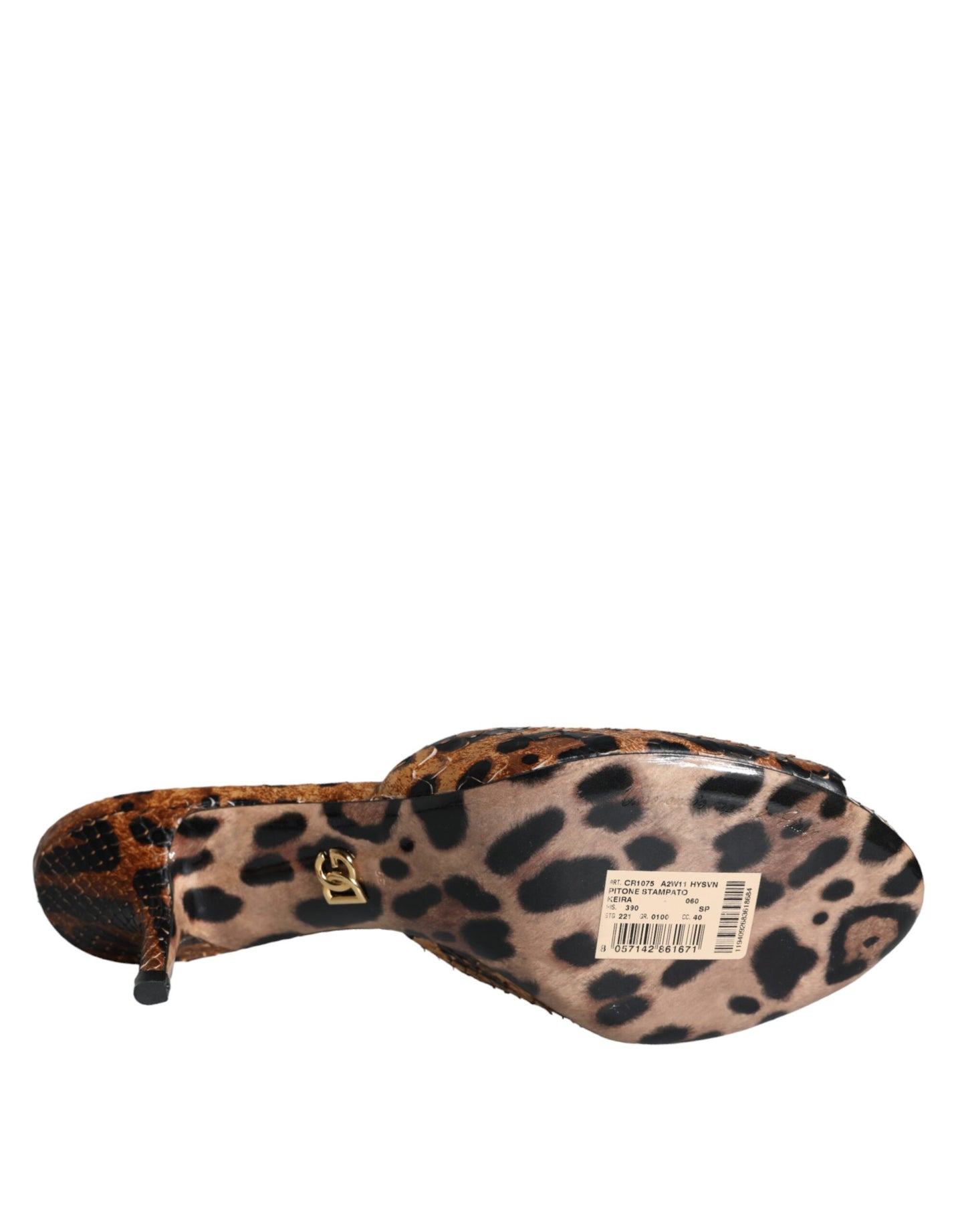 Dolce & Gabbana Braun Leopard Leder Rutschen Absätze Sandalen Schuhe