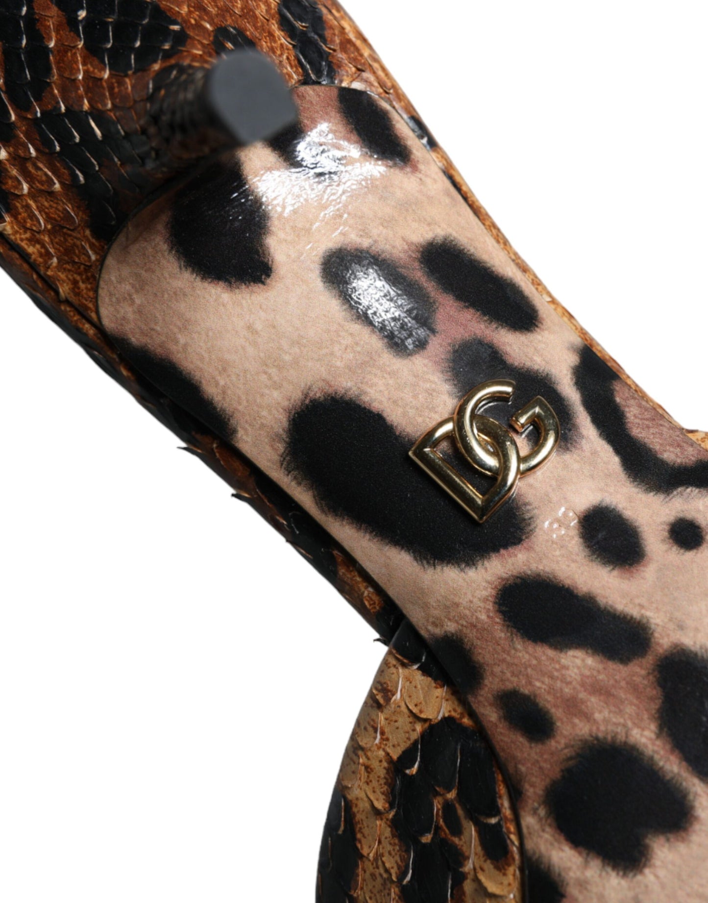 Dolce & Gabbana Braun Leopard Leder Rutschen Absätze Sandalen Schuhe