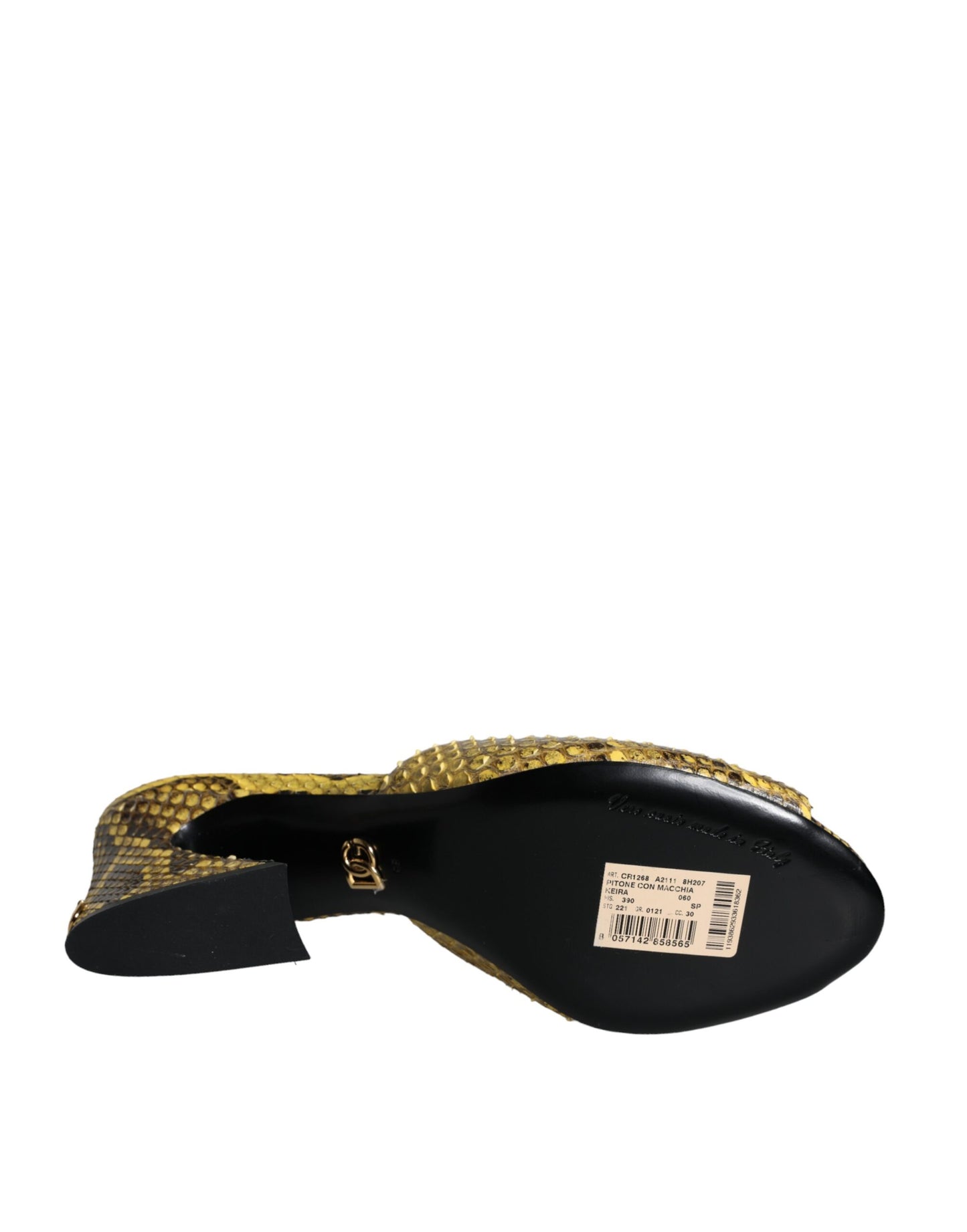 Dolce & Gabbana Gelbe Leder Blockabsatz Pantoletten Schuhe