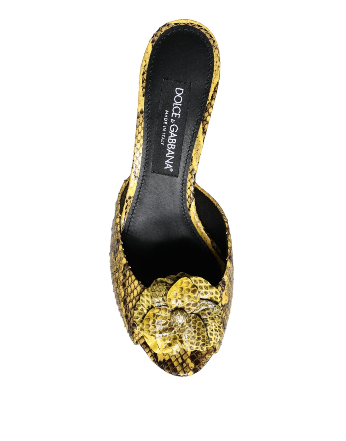 Dolce & Gabbana Gelbe Leder Blockabsatz Pantoletten Schuhe