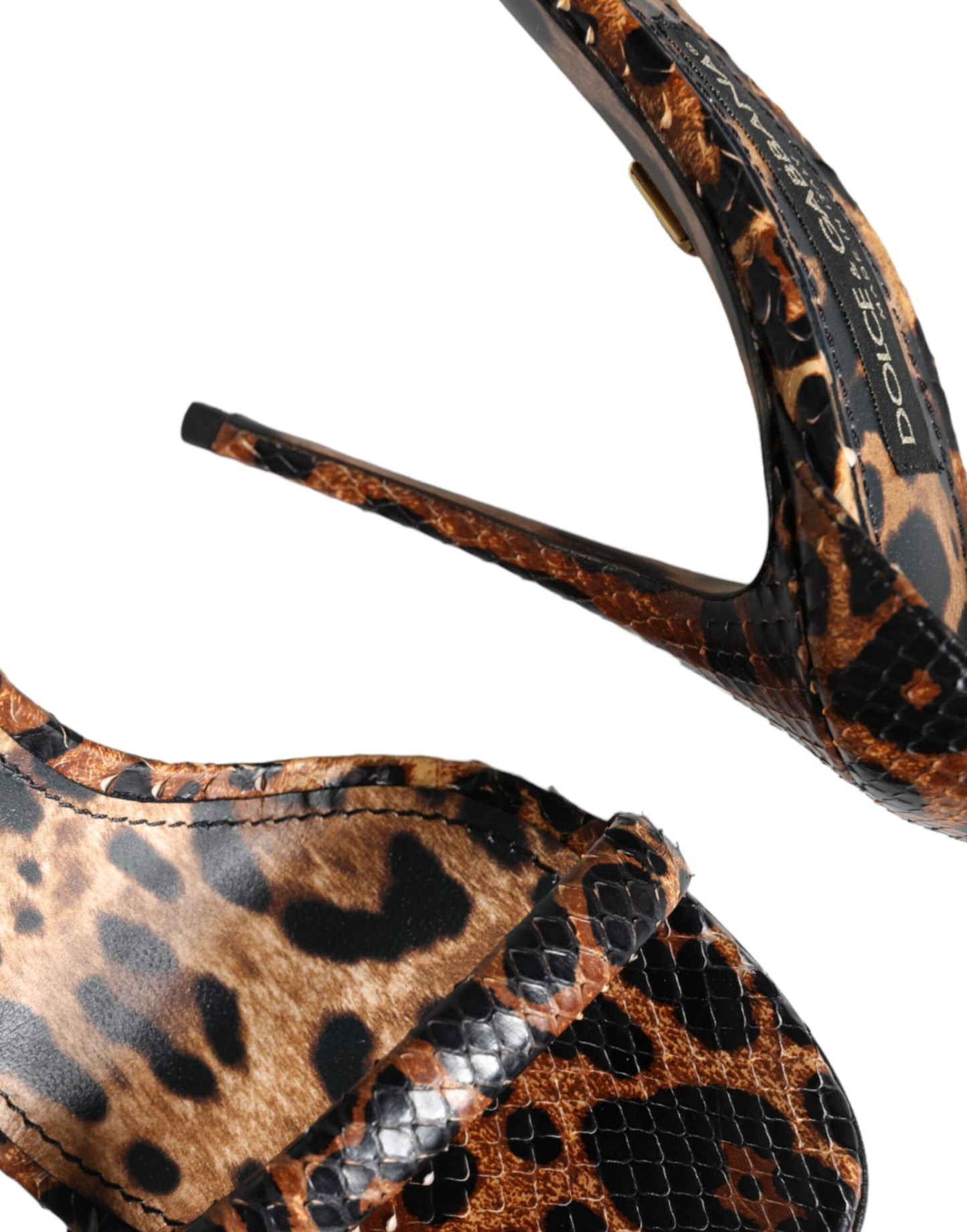 Dolce & Gabbana Braune Leopard Leder Riemchensandalen Schuhe