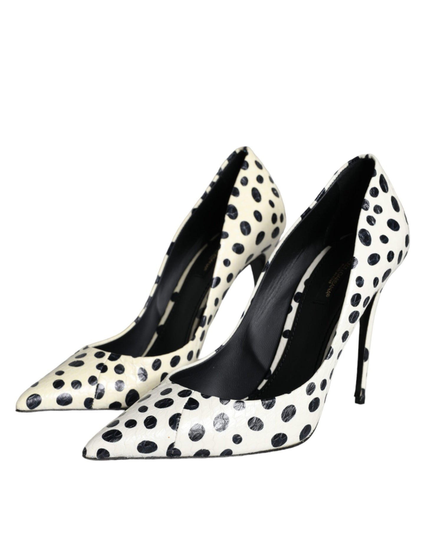 Dolce & Gabbana Schwarz Weiß Polka Dot Leder Pumps Schuhe