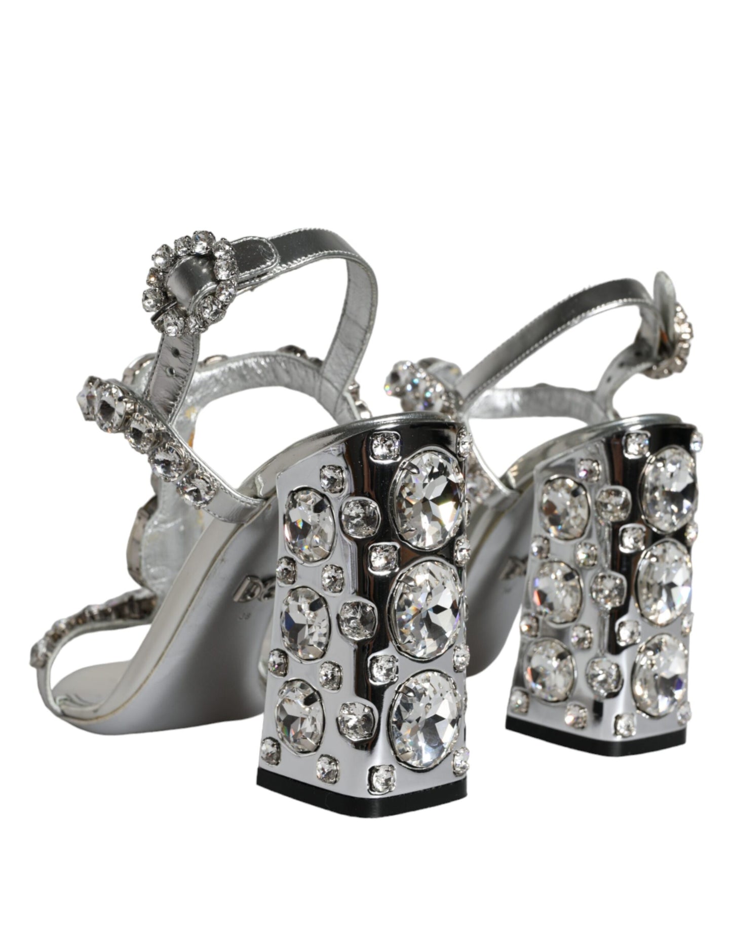 Dolce & Gabbana Silber Kristalle High Heels Sandalen Schuhe