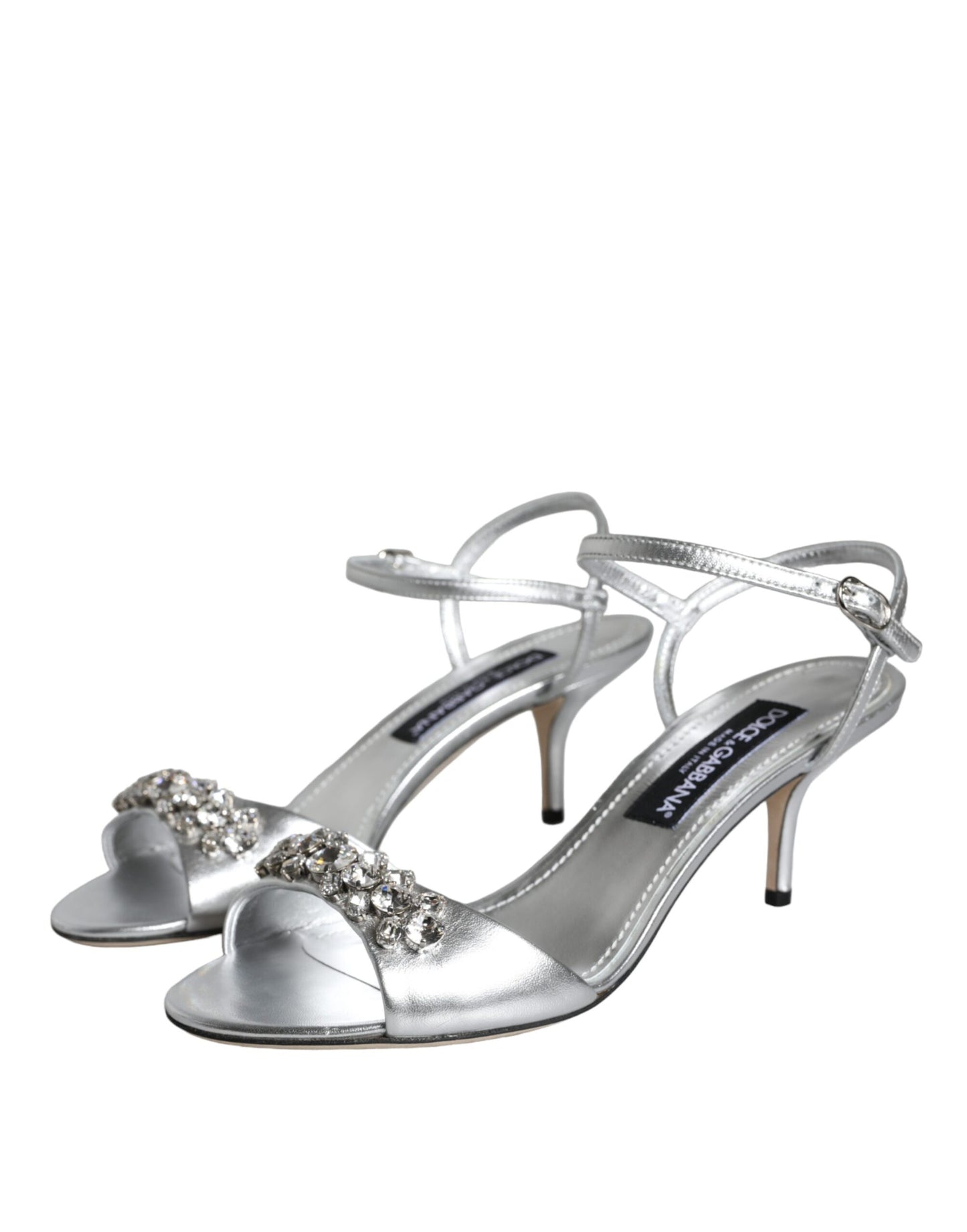 Dolce & Gabbana Silberne Crystal AnkleStrap Keira Sandalen Schuhe