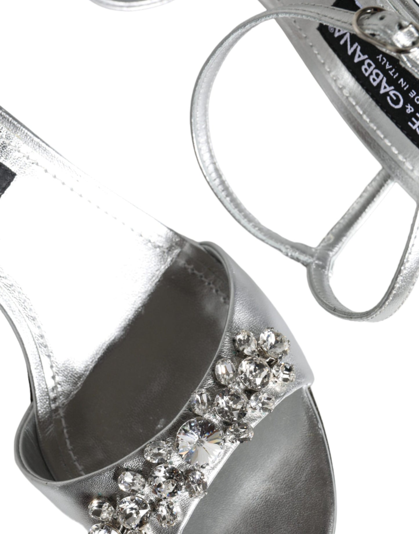 Dolce & Gabbana Silberne Crystal AnkleStrap Keira Sandalen Schuhe