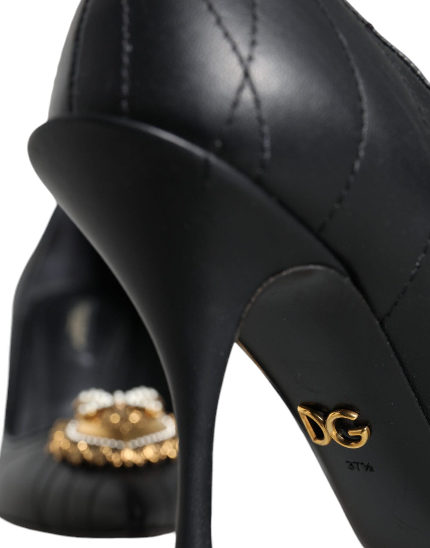 Dolce & Gabbana Black Leather Heart DEVOTION Pumps Shoes