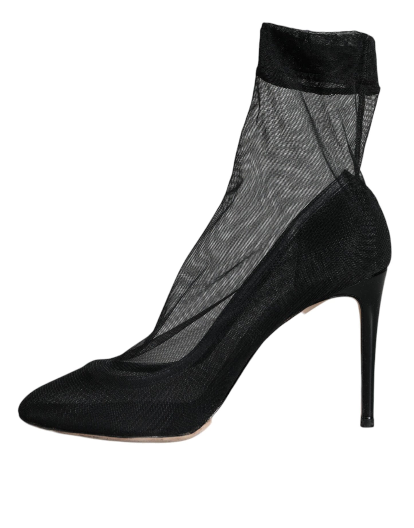 Dolce & Gabbana Black Tulle Stretch Ankle Boots Pumps Shoes